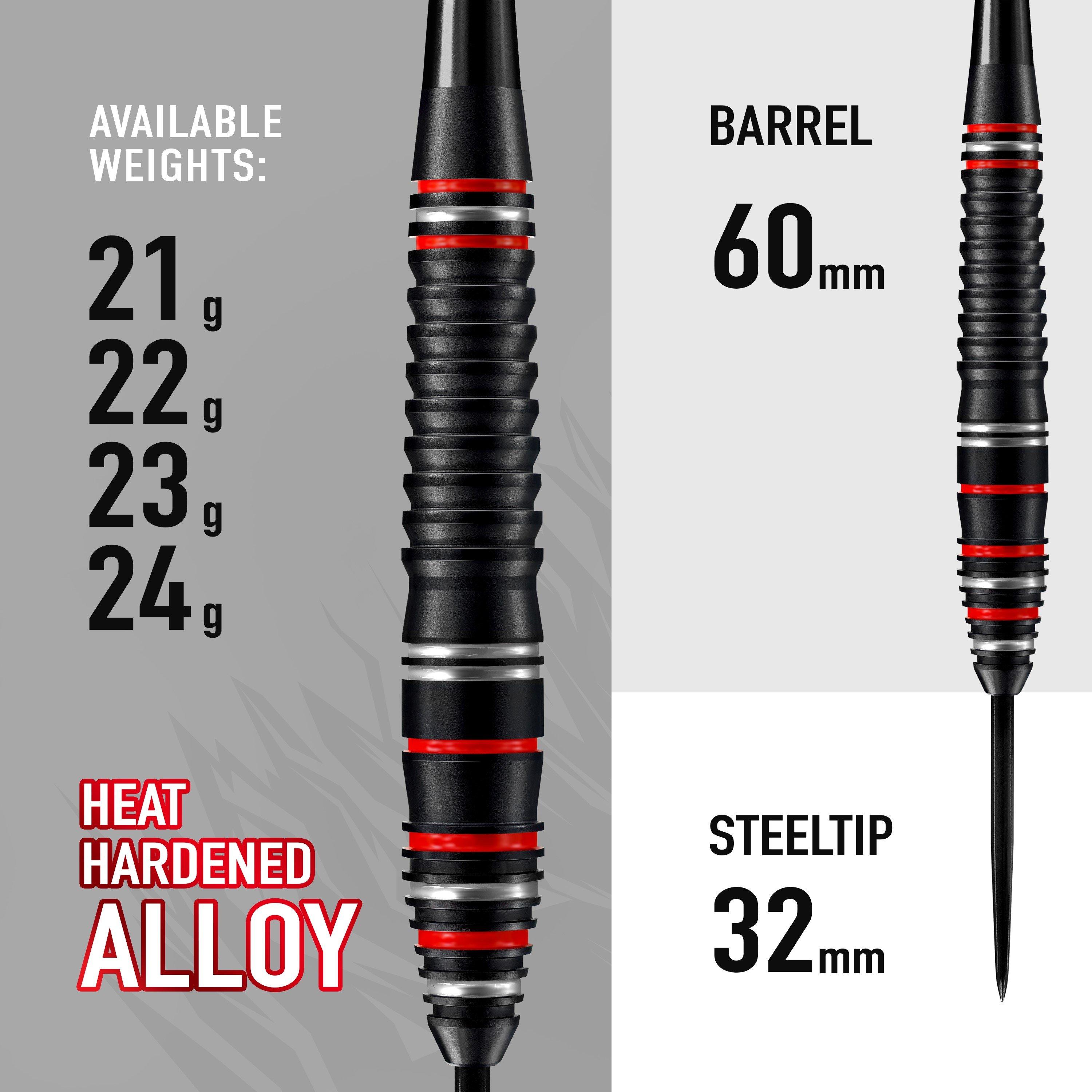 Preto/Vermelho/Prata - Harrows Darts - Fire Alloy Darts - 3