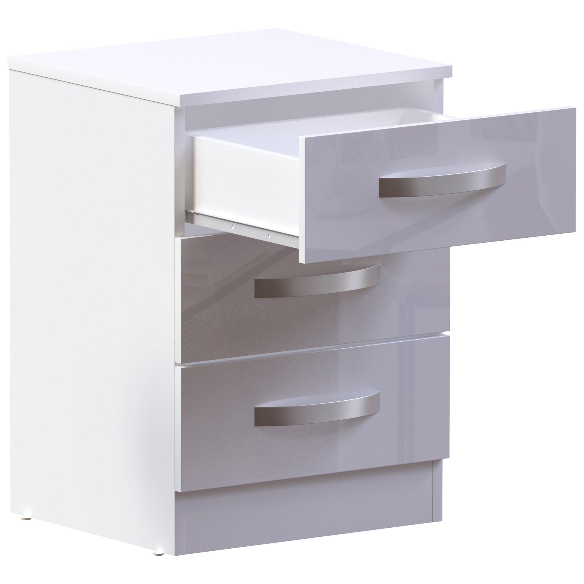White - Lassic - Vida Designs Hulio 3 Drawer Bedside Cabinet - 9