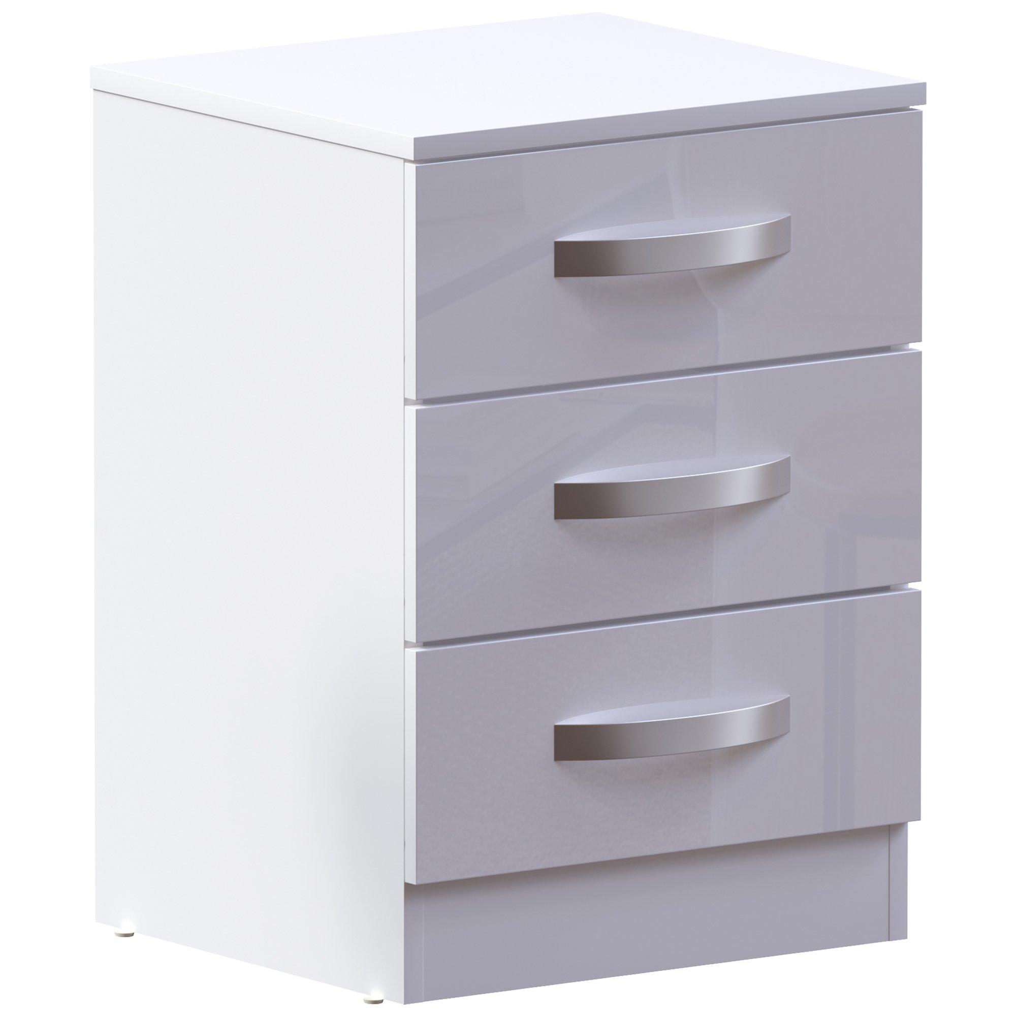 White - Lassic - Vida Designs Hulio 3 Drawer Bedside Cabinet - 10