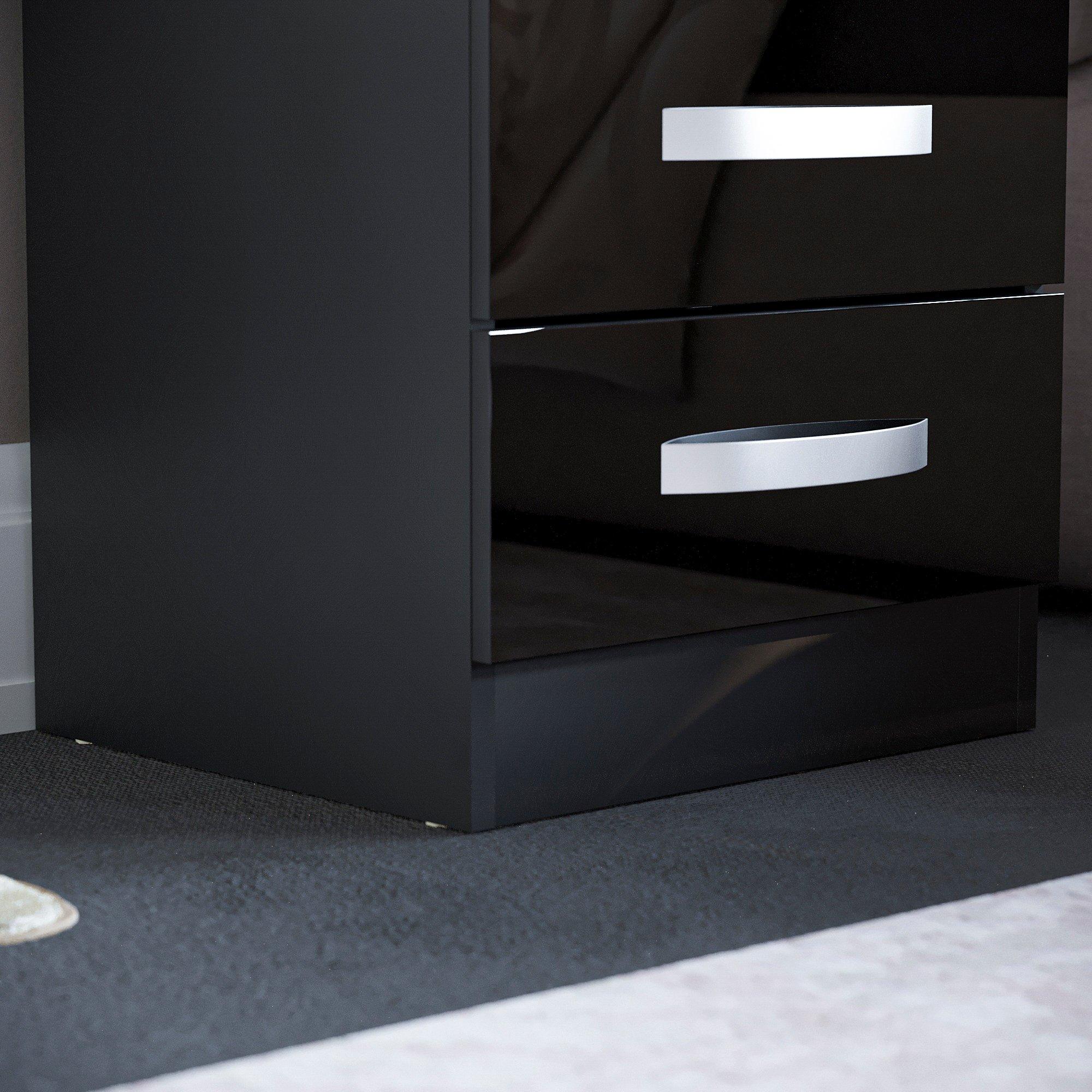 Black - Lassic - Vida Designs Hulio 3 Drawer Bedside Cabinet - 5