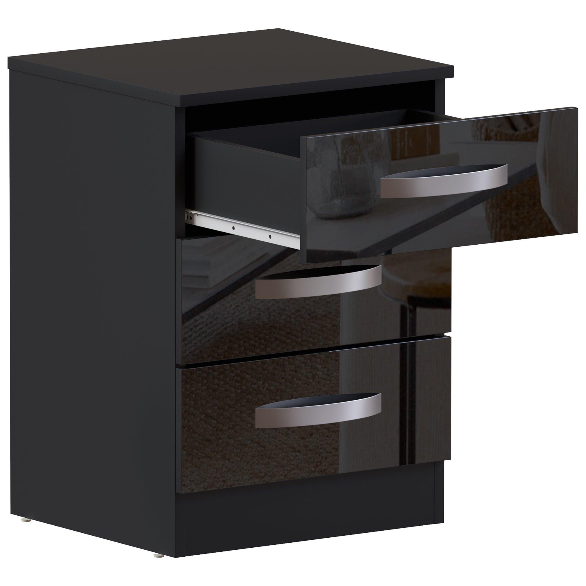 Black - Lassic - Vida Designs Hulio 3 Drawer Bedside Cabinet - 9