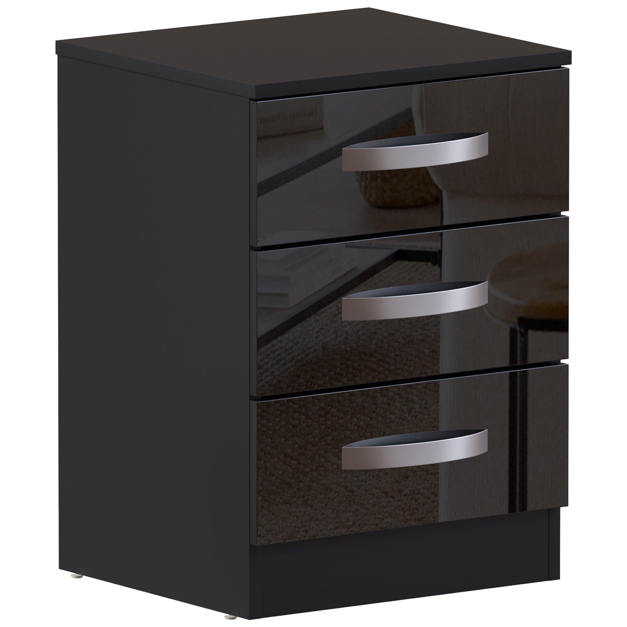 Black - Lassic - Vida Designs Hulio 3 Drawer Bedside Cabinet - 10