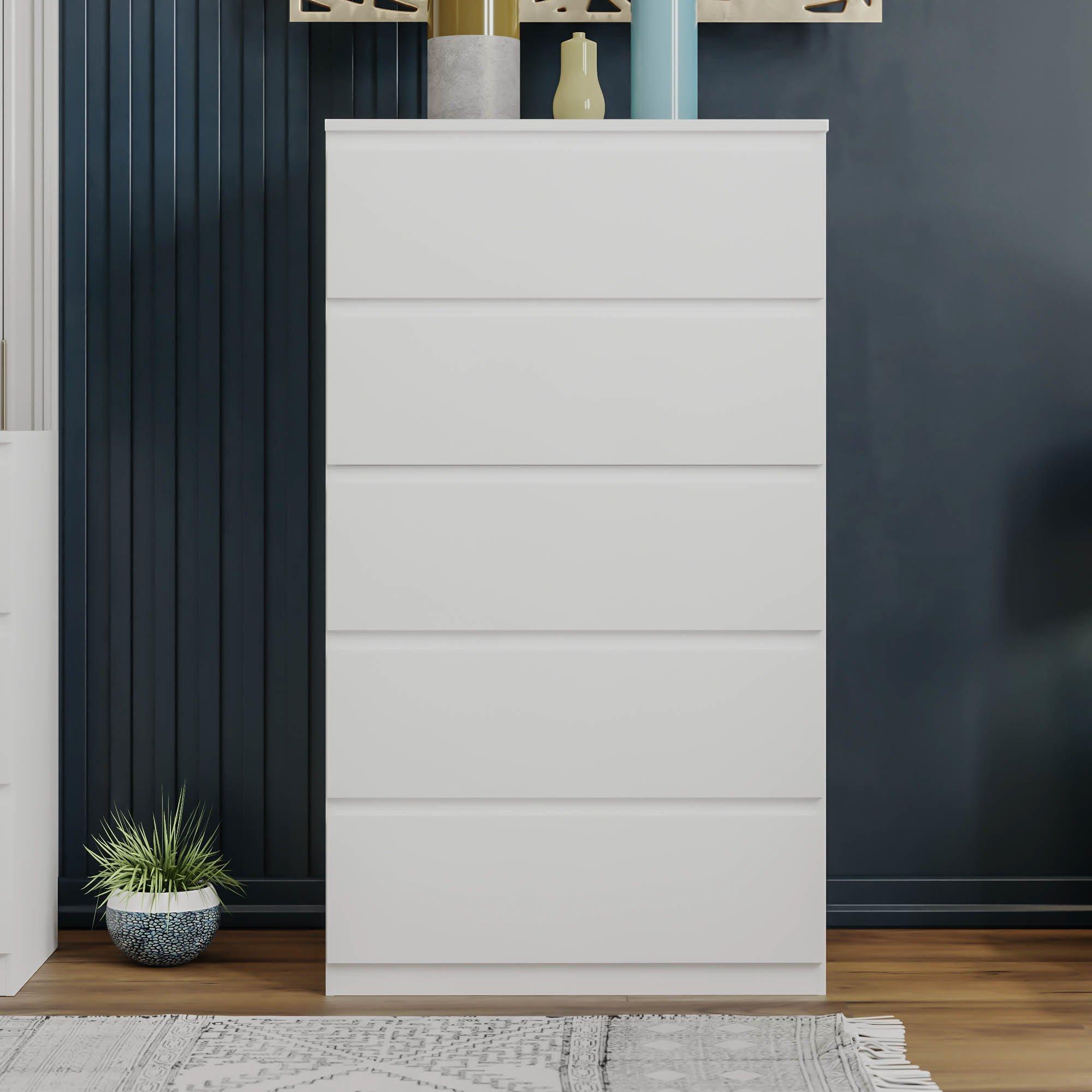 White - Lassic - Vida Designs Denver 5 Drawer Chest - 3