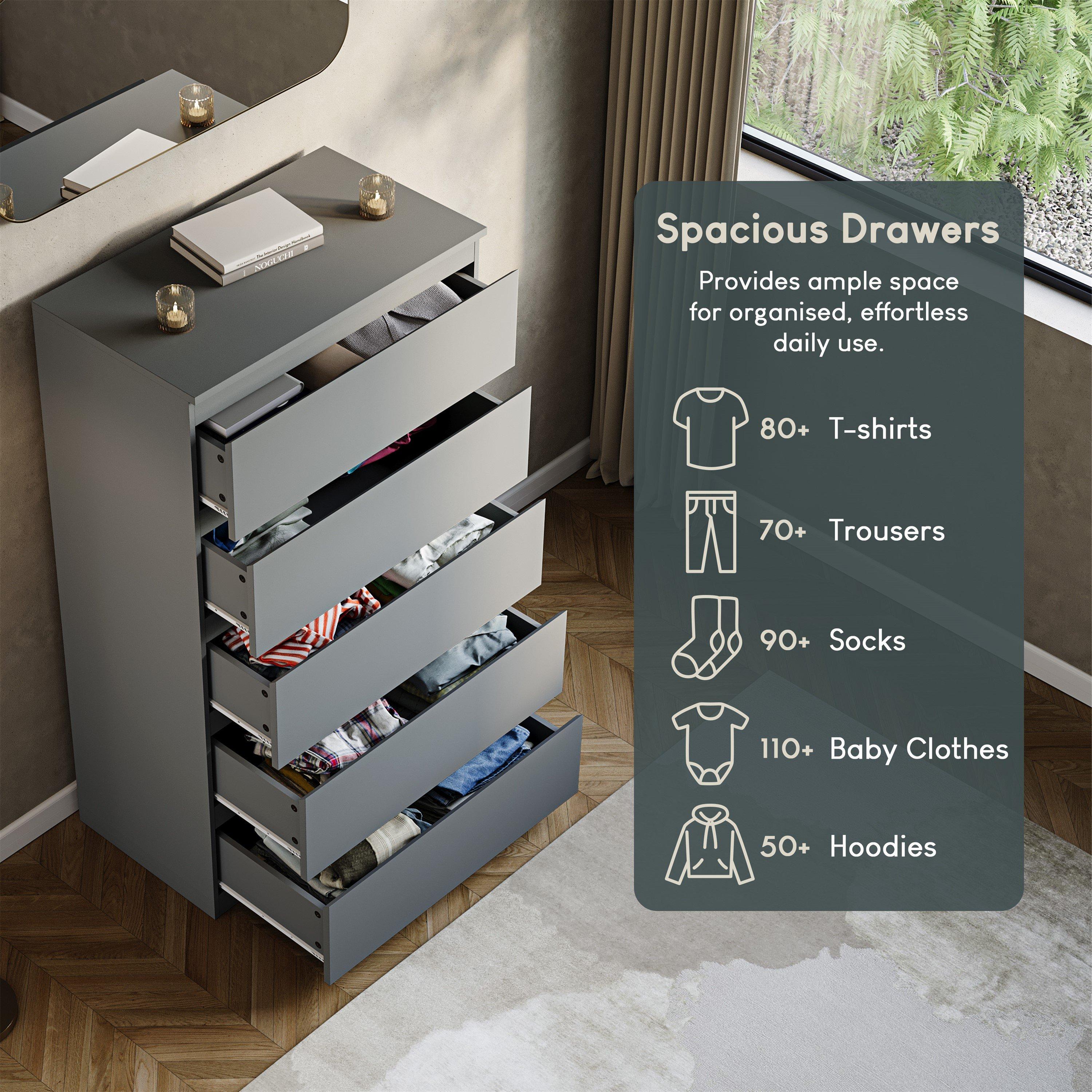 Grey - Lassic - Vida Designs Denver 5 Drawer Chest - 6