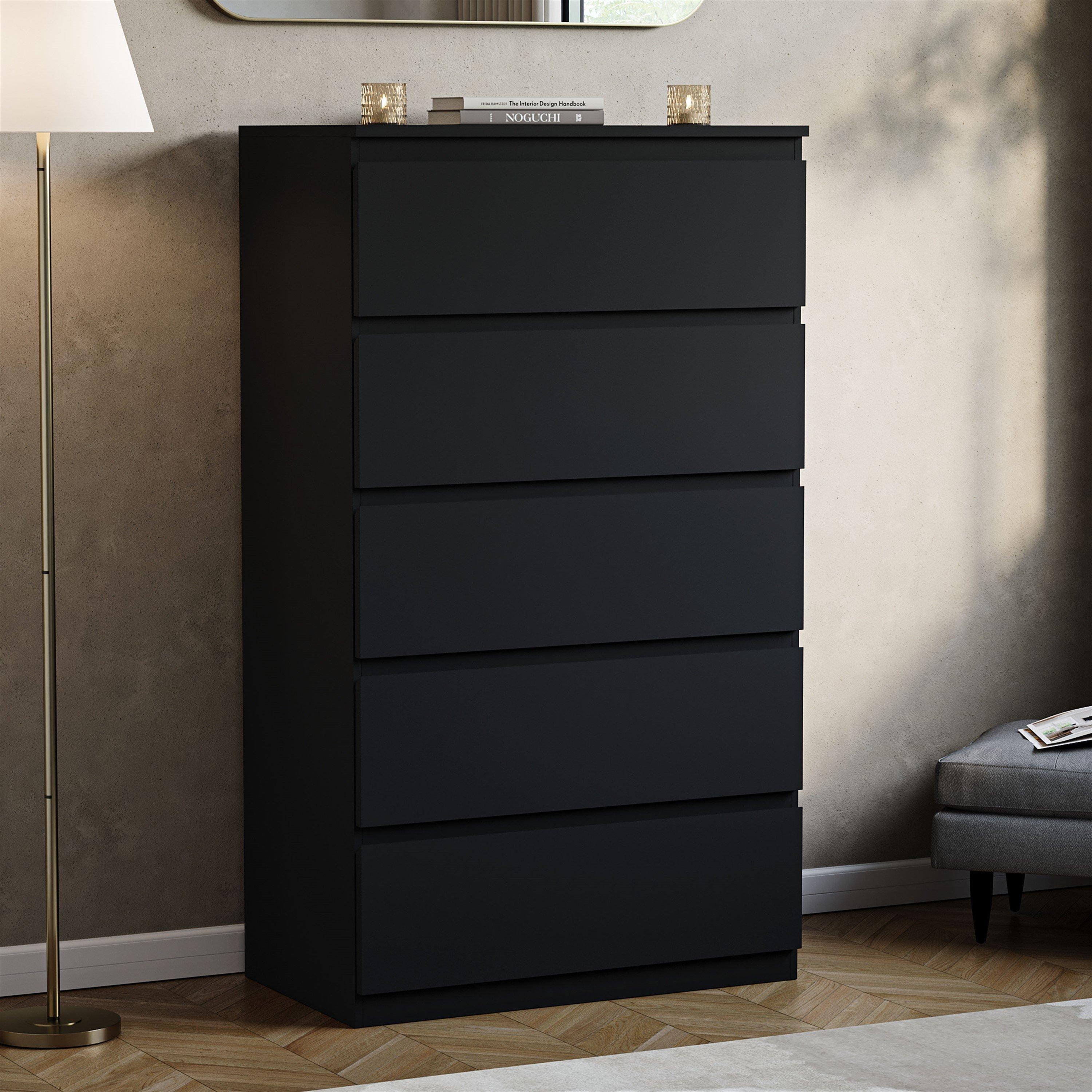 Lassic  Vida Designs Denver 5 Drawer Chest - Black - 5 Drawers