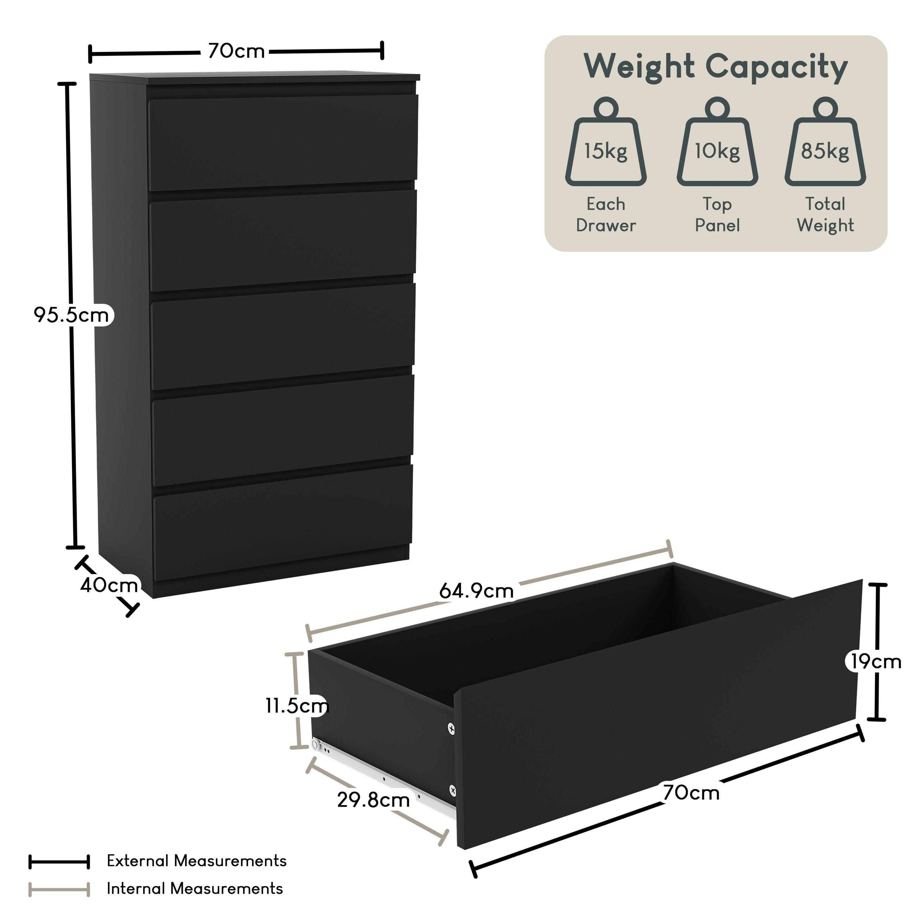 Black - Lassic - Vida Designs Denver 5 Drawer Chest - 2