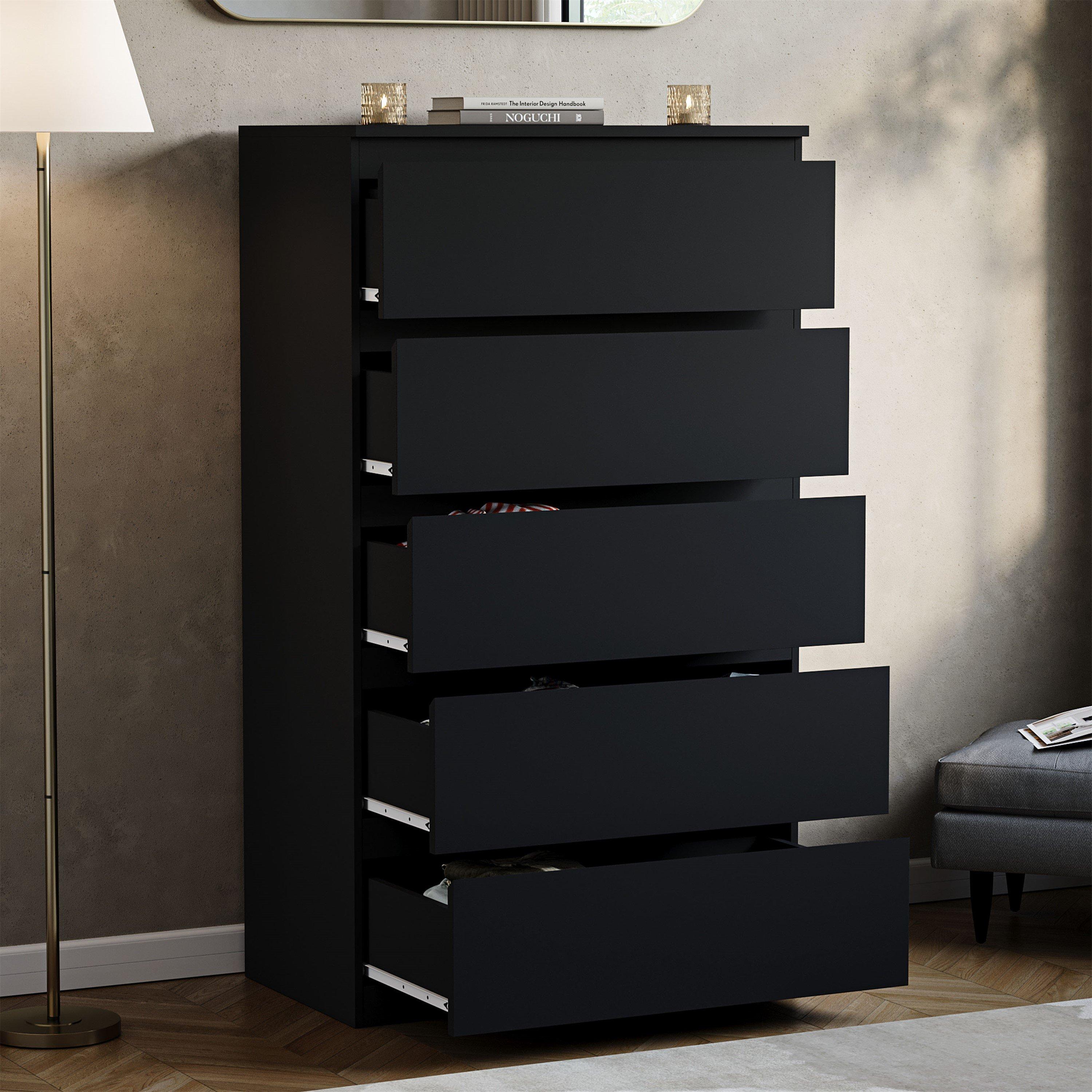 Black - Lassic - Vida Designs Denver 5 Drawer Chest - 5