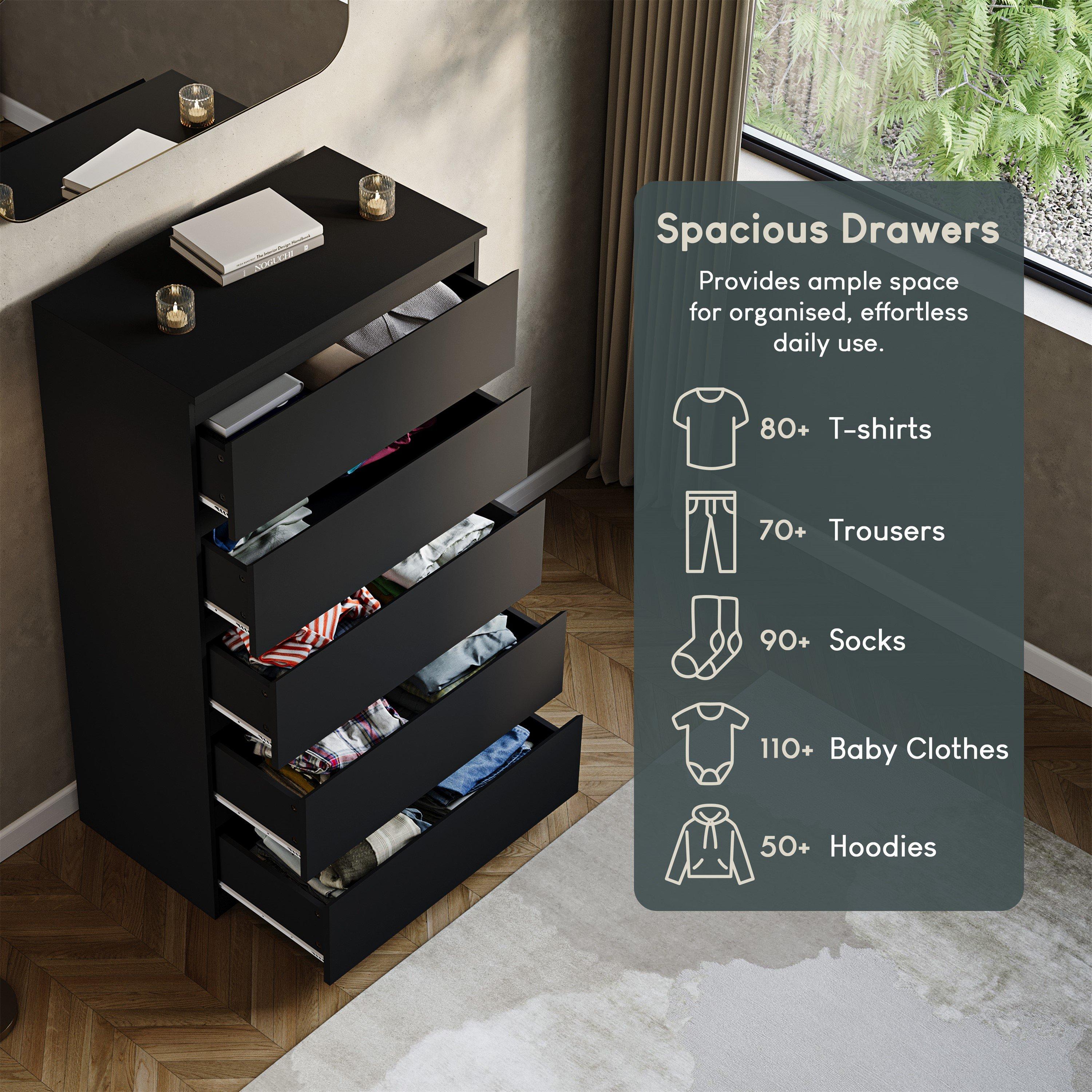 Black - Lassic - Vida Designs Denver 5 Drawer Chest - 6