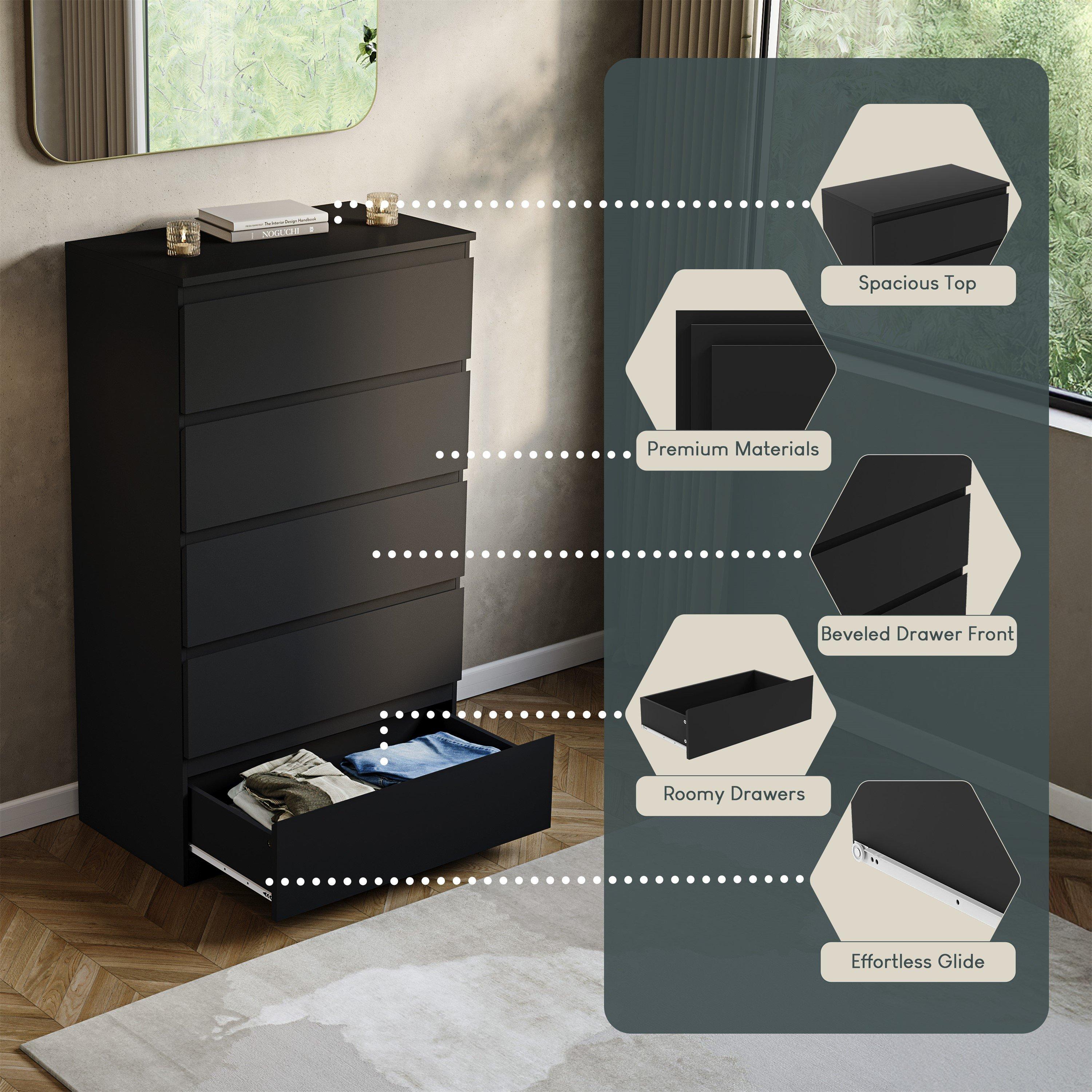 Black - Lassic - Vida Designs Denver 5 Drawer Chest - 7
