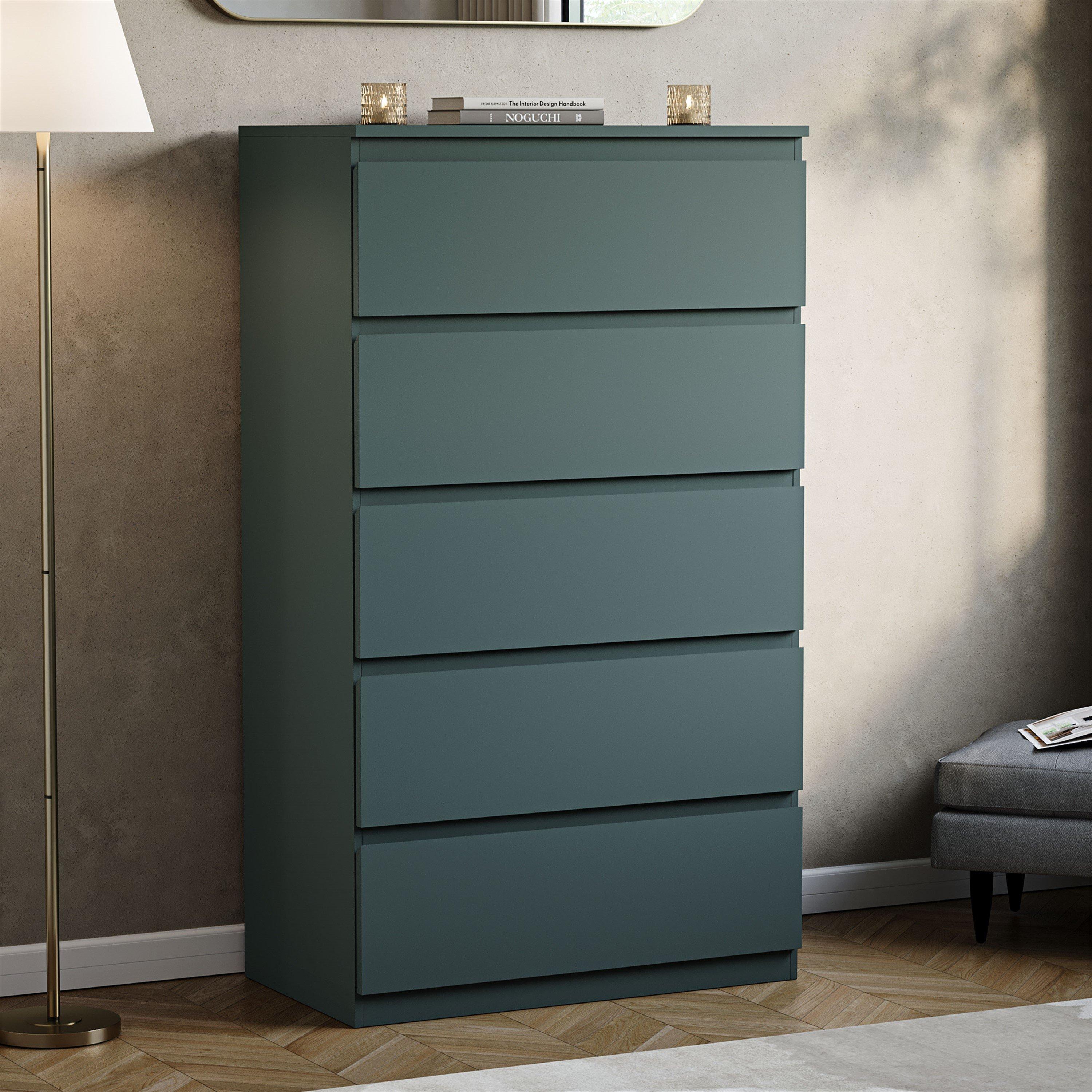 Lassic  Vida Designs Denver 5 Drawer Chest - Jasper Green - 5 Drawers