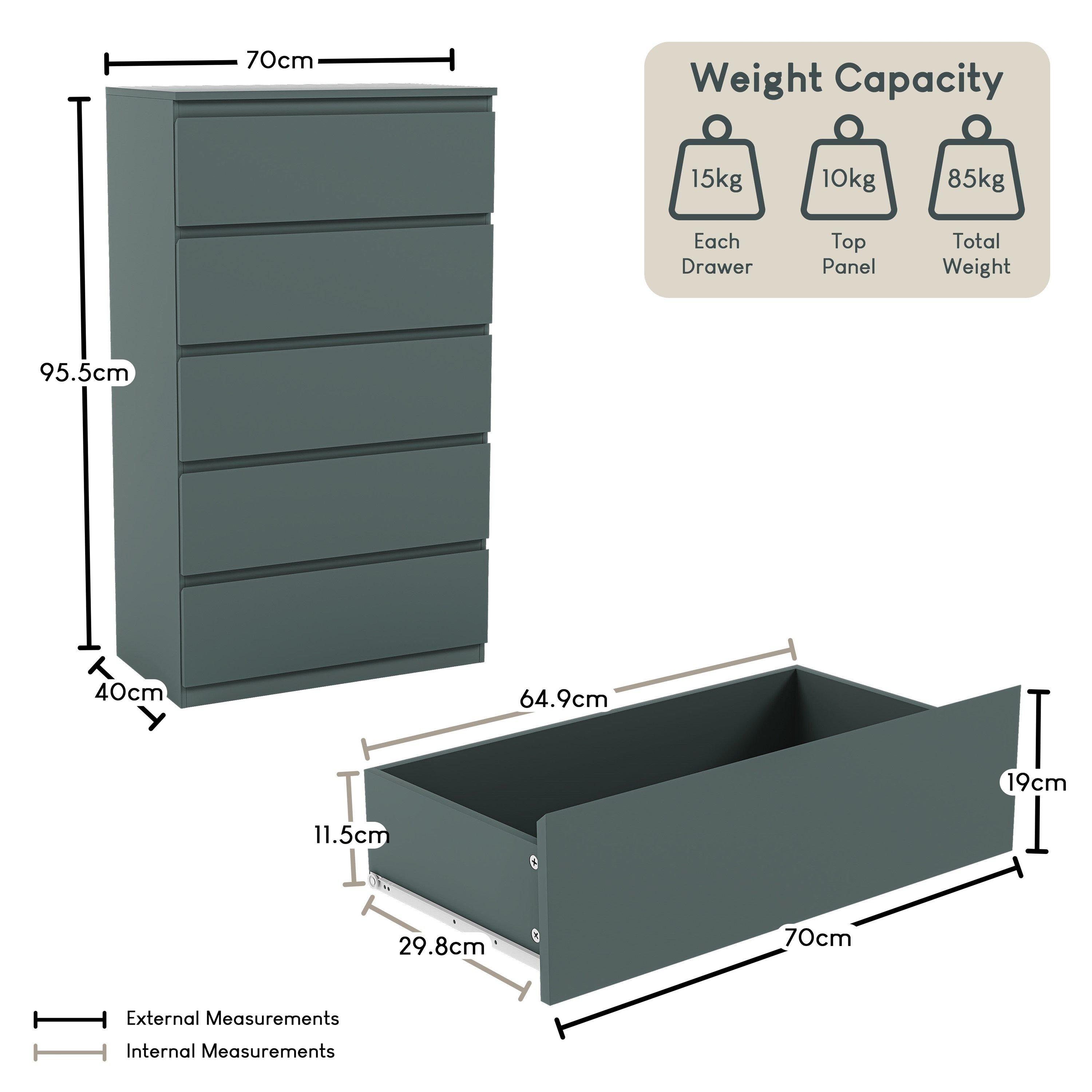 Jasper Green - Lassic - Vida Designs Denver 5 Drawer Chest - 2