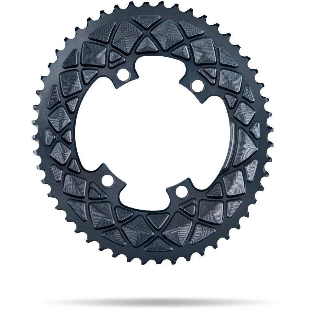 Grey - absoluteBlack - OVAL 110BCD 4 holes, 2X, asymmetric Shimano