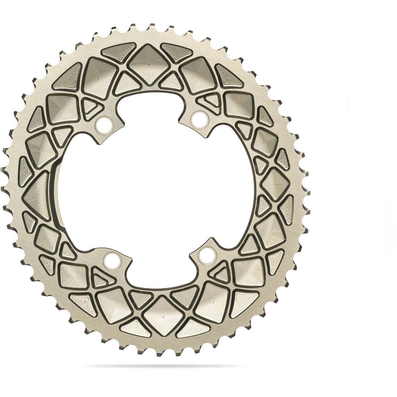 Champagne - absoluteBlack - OVAL 110BCD 4 holes, 2X, asymmetric Shimano 9100/8