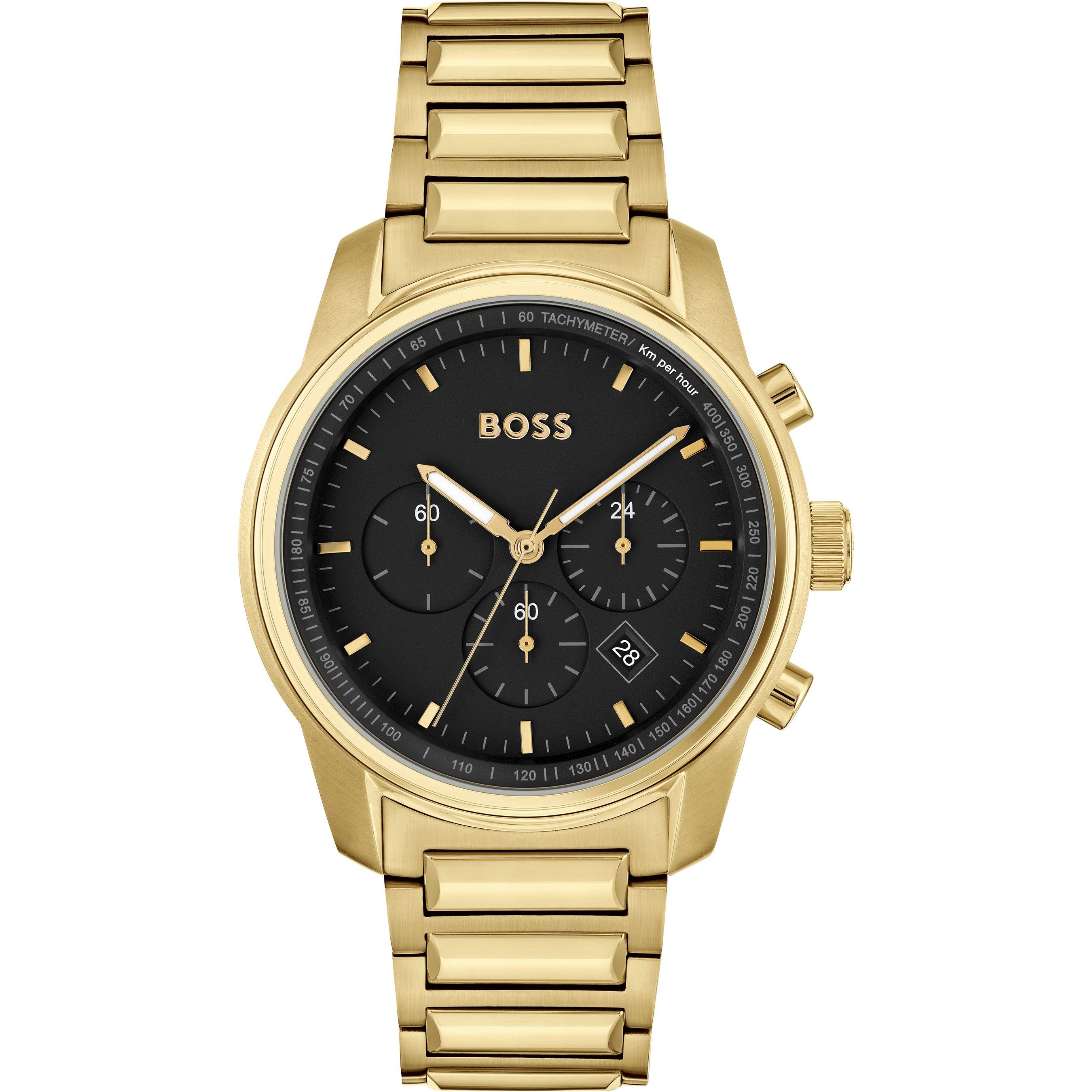 Black/Gold - Boss - Men's Trace Sophisticated Chronograph Watch - 1