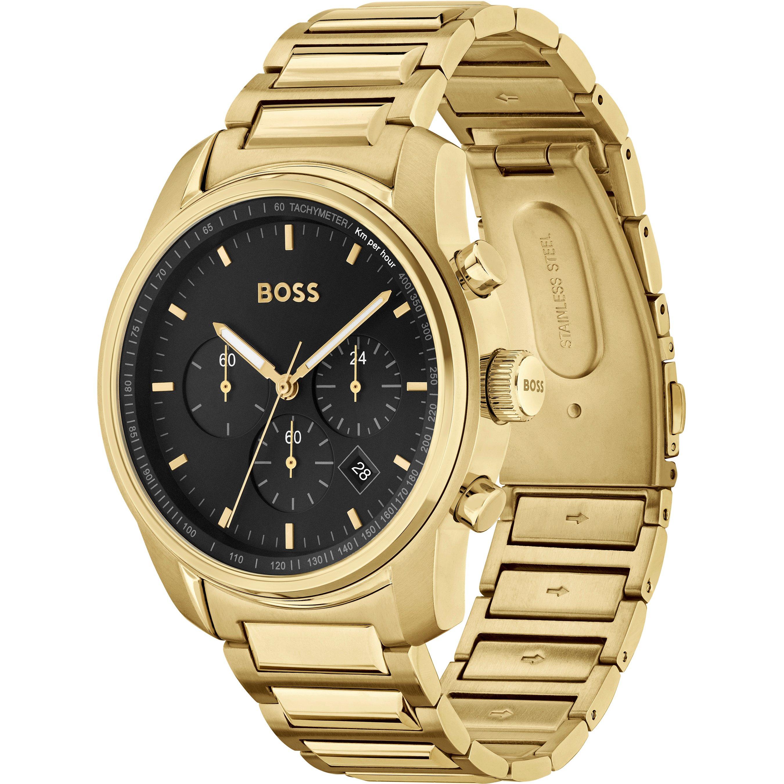 Black/Gold - Boss - Men's Trace Sophisticated Chronograph Watch - 3