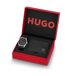 Hugo Gents HUGO REAL Stainless Steel Watch and Card Holder Gift Set