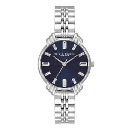 Olivia Burton Art Deco Midi Dial Navy And Silver Bracelet Watch