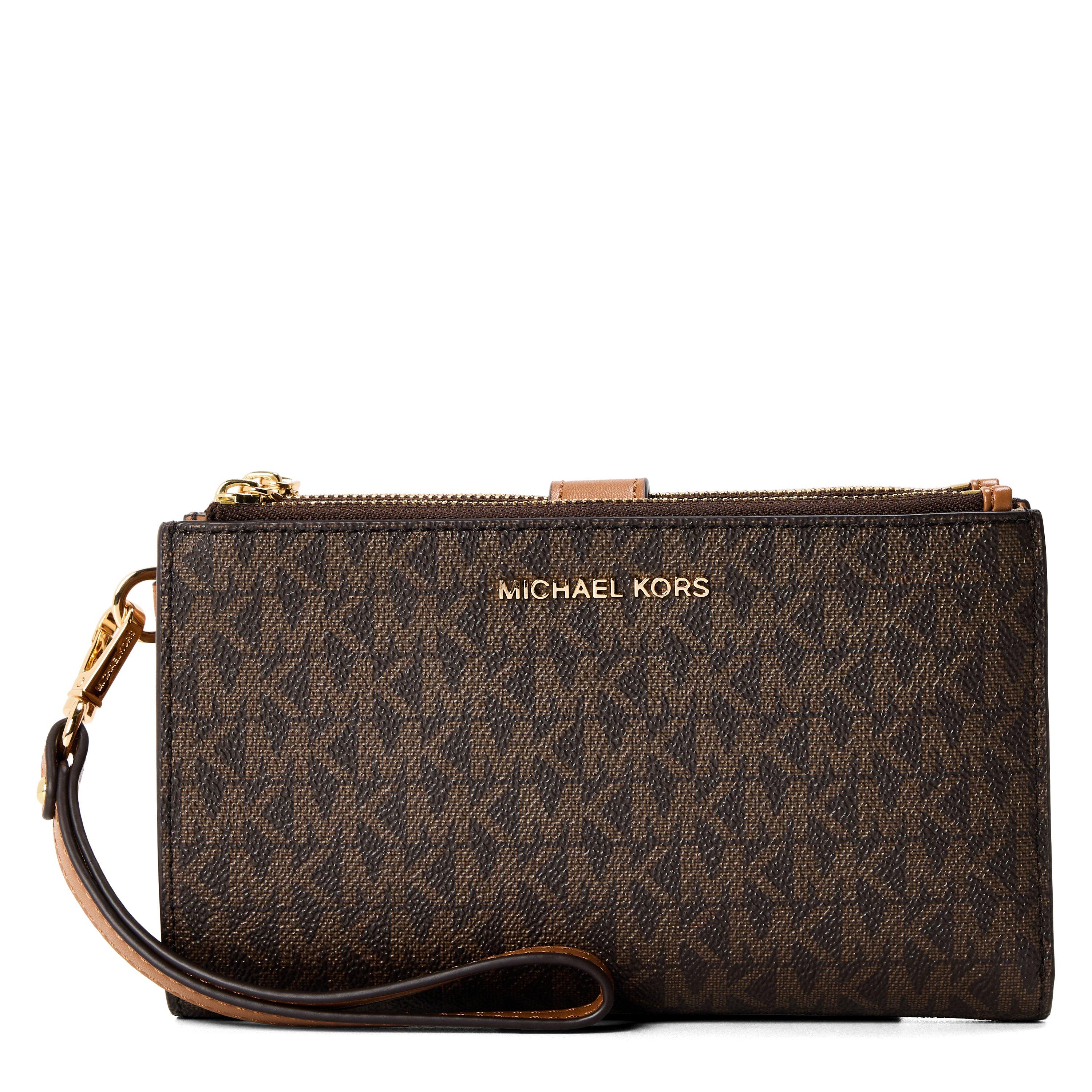MICHAEL Michael Kors Women's Double Zip Wristlet Wallet on Chain - Brn/Acrn*