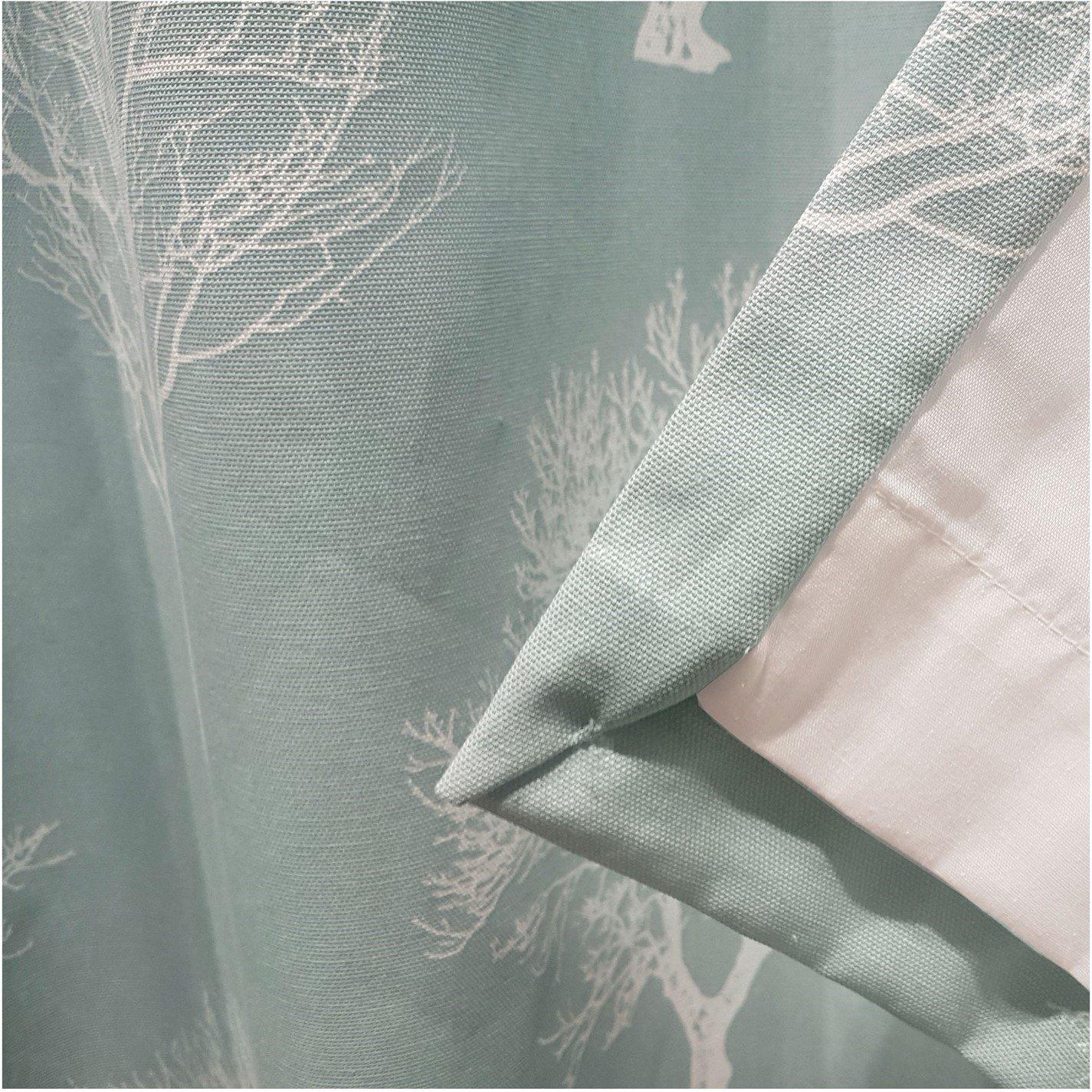 Duck Egg - Fusion - Woodland Trees 100% Cotton Pair of Eyelet Curtains - 4