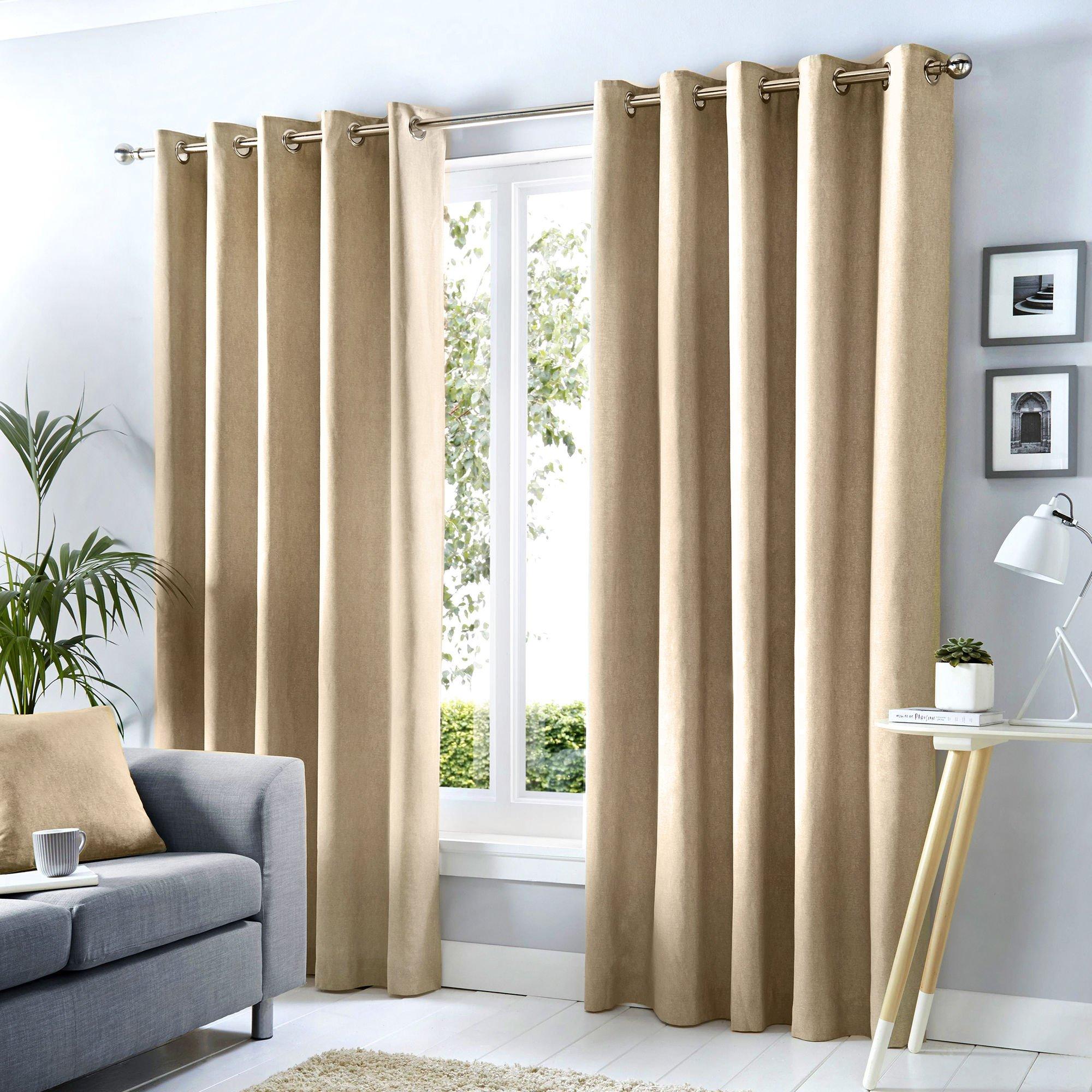 Natural - Fusion - Sorbonne 100% Cotton Pair of Eyelet Curtains - 1