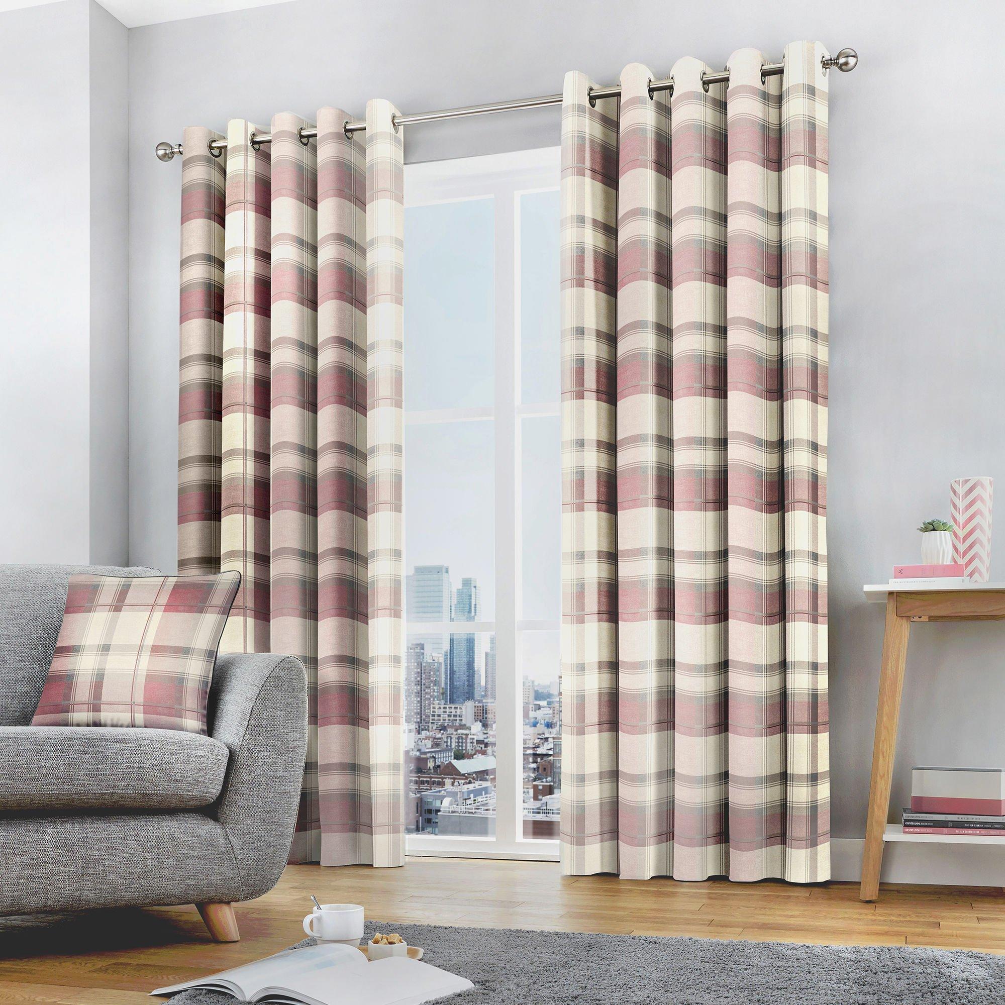 Balmoral Check 100% Cotton Pair of Eyelet Curtains
