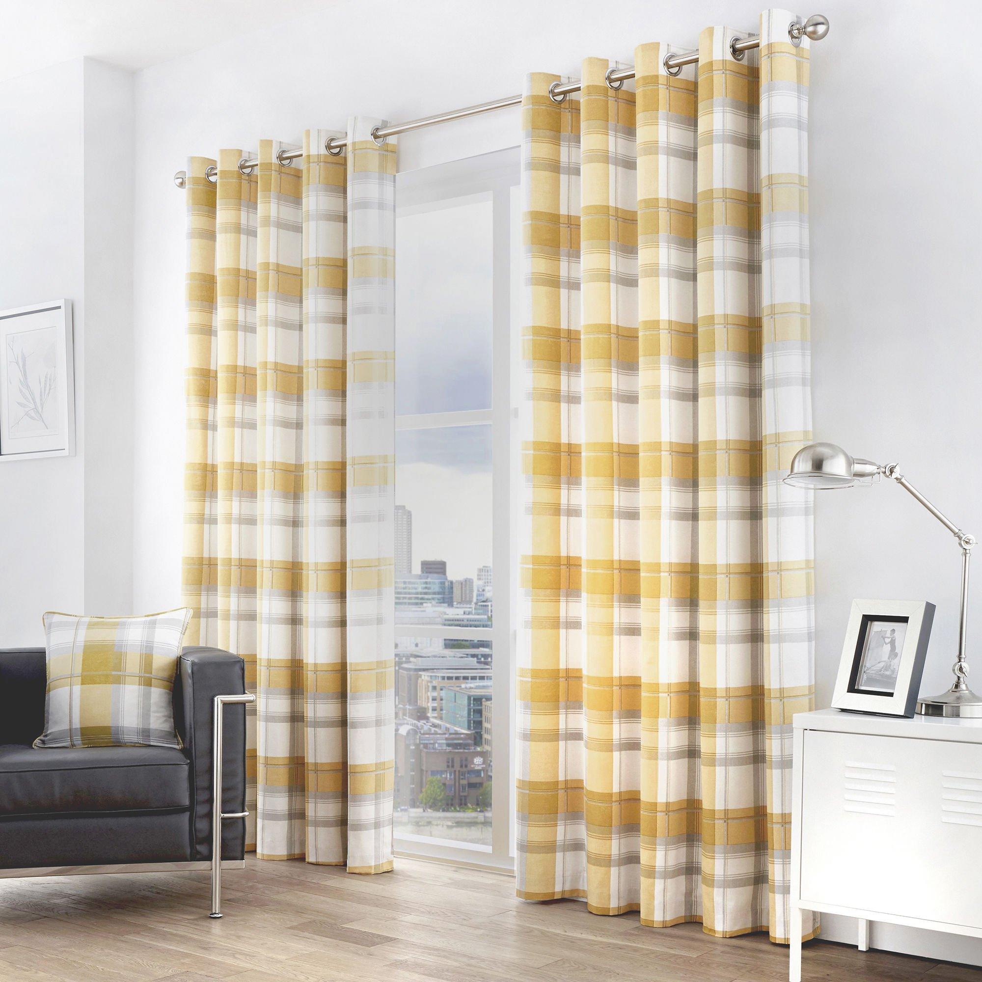 Balmoral Check 100% Cotton Pair of Eyelet Curtains