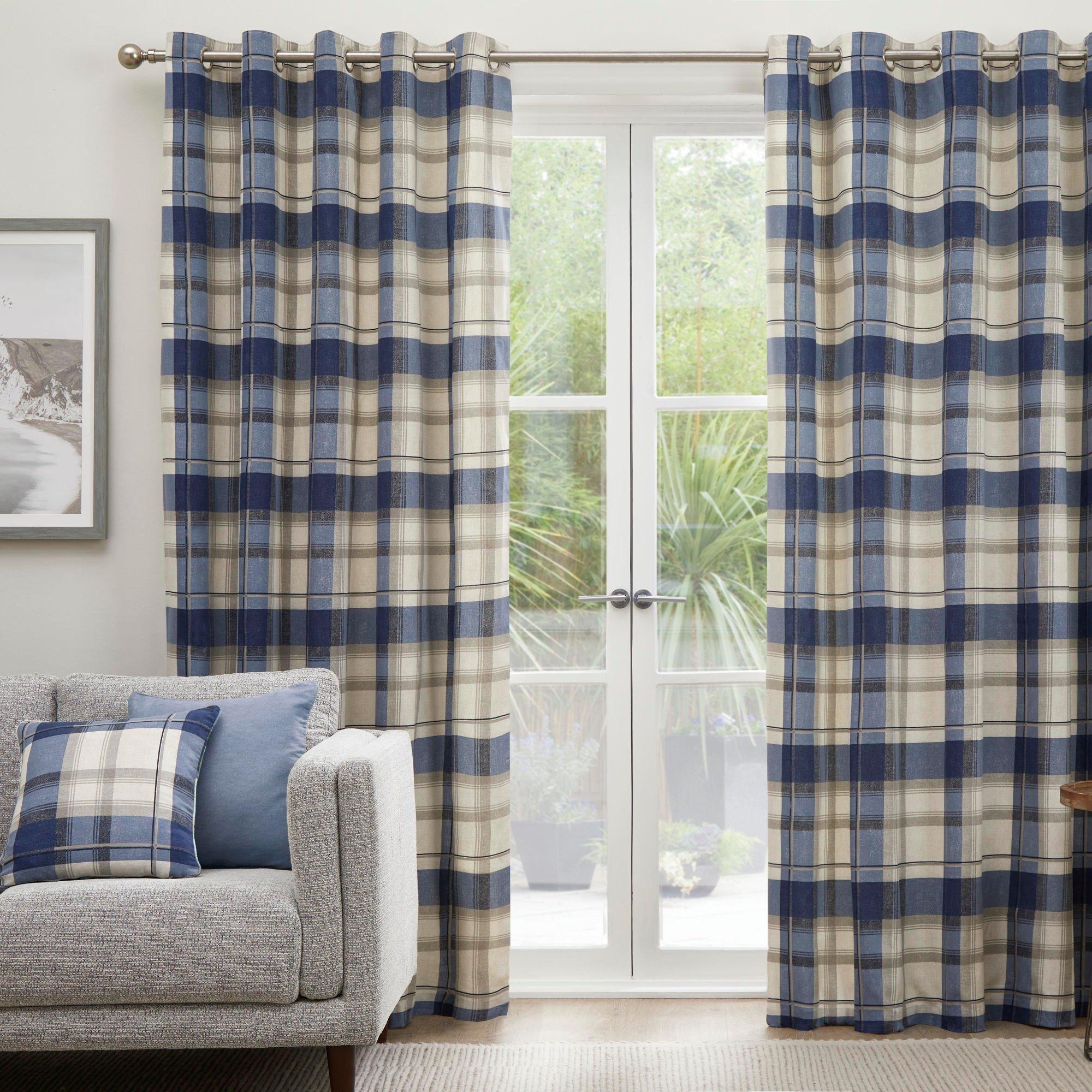 Balmoral Check 100% Cotton Pair of Eyelet Curtains
