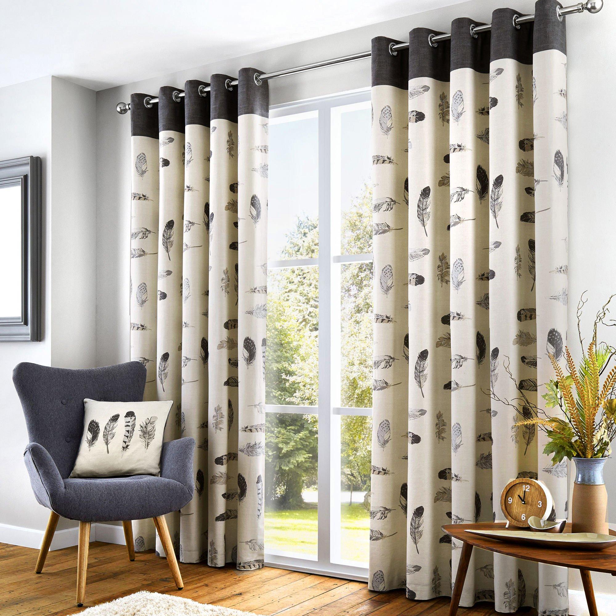 Charcoal - Fusion - Idaho 100%  Cotton Eyelet Curtains - 1