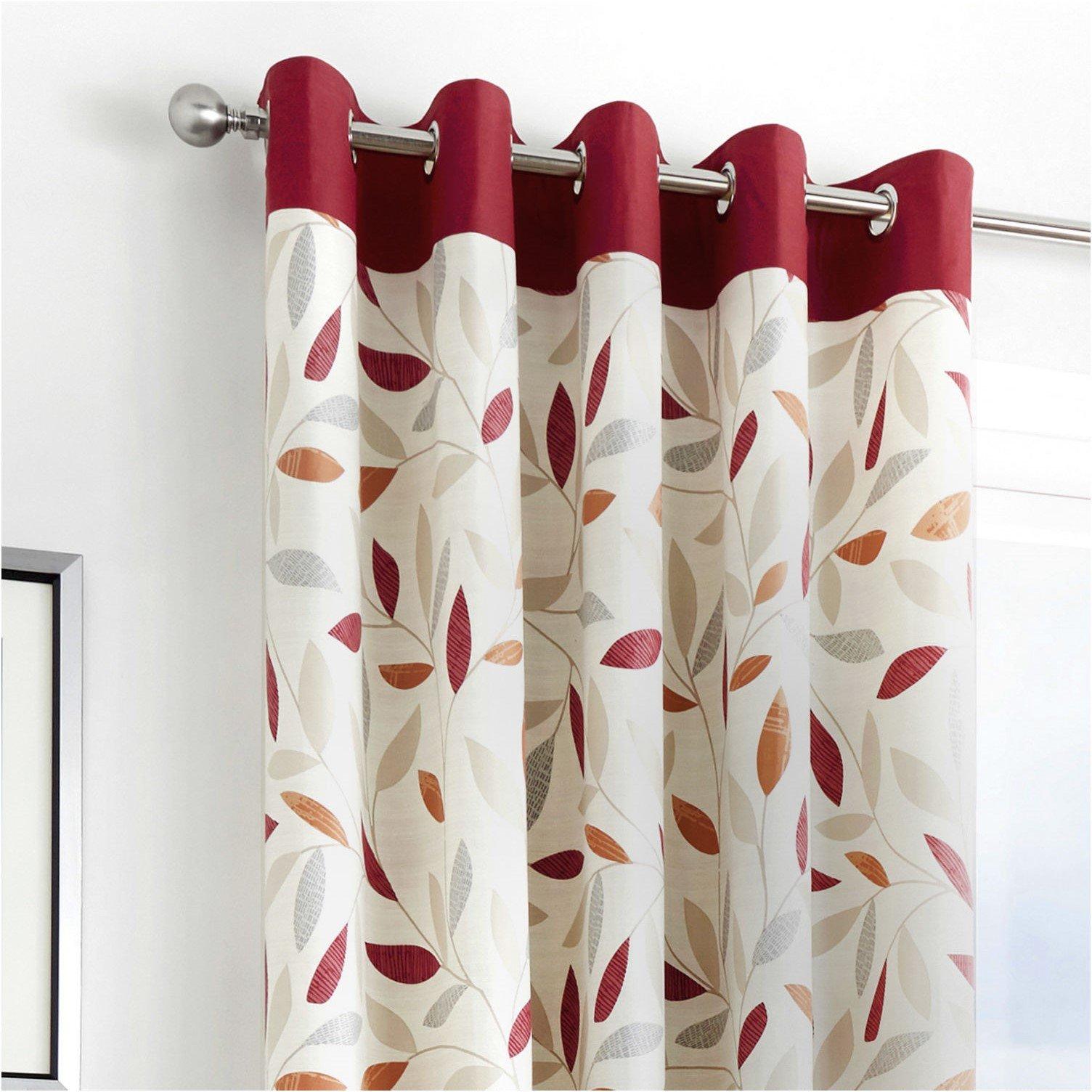 Red - Fusion - Beechwood 100% Cotton Pair of Eyelet Curtains - 2