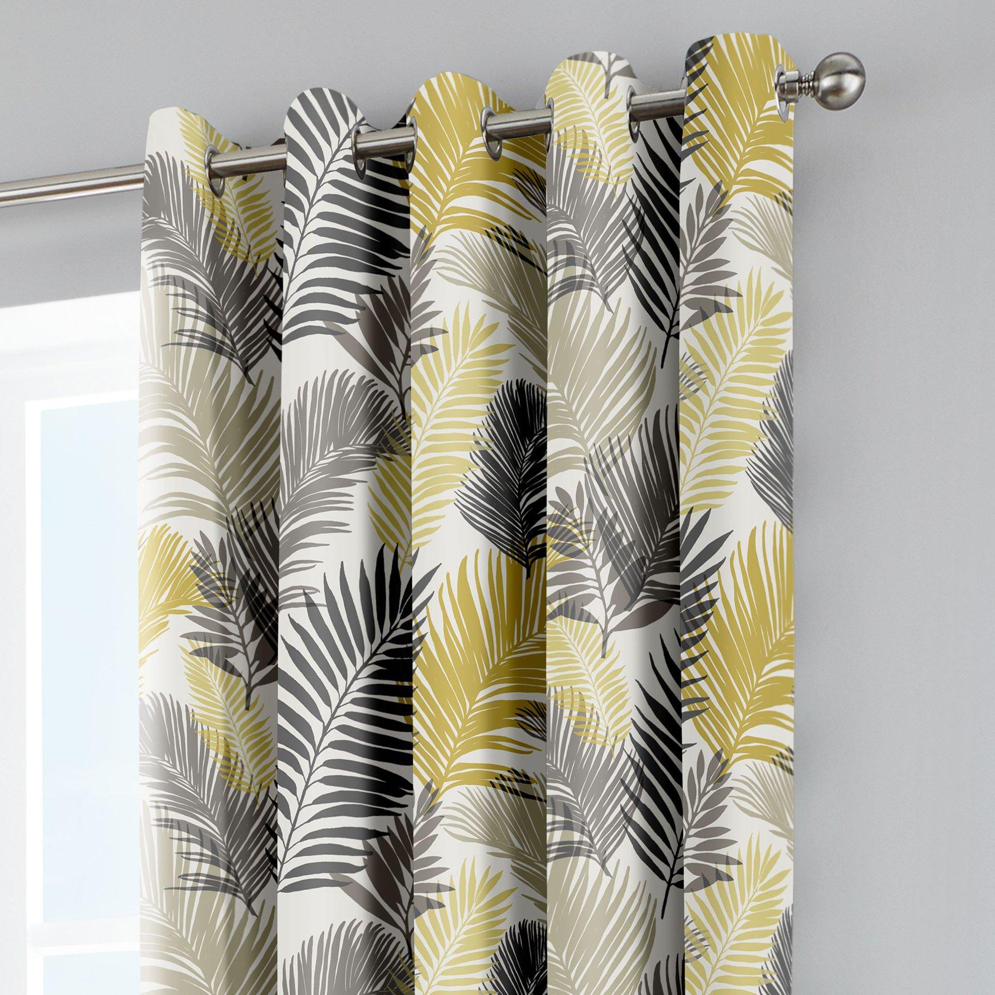 Ochre - Fusion - Tropical 100% Cotton Pair of Eyelet Curtains - 2