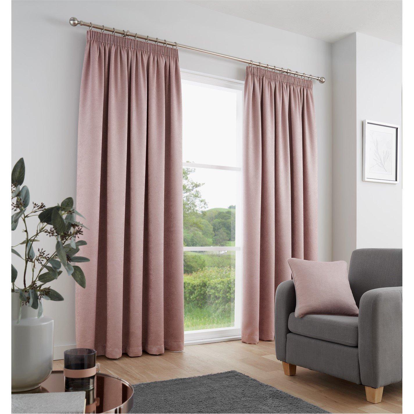 Fusion  Galaxy Dim Out Self Lined Pencil Pleat Curtains - Blush - 229x229cm