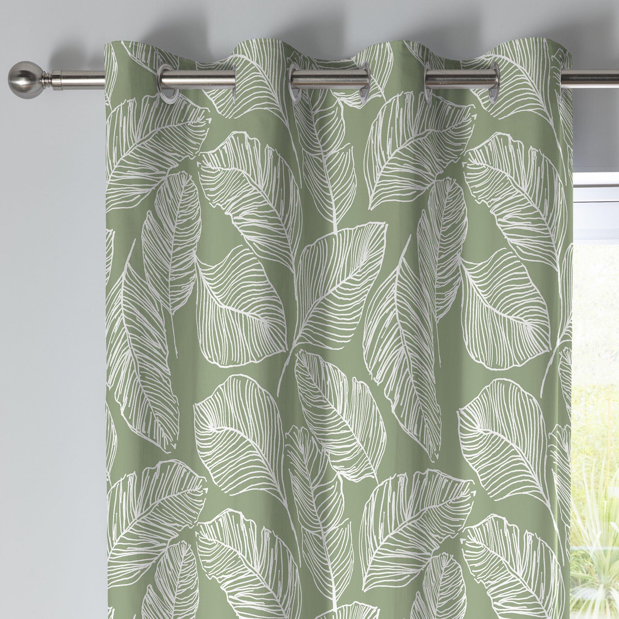 Green - Fusion - Matteo Cotton Pair of Eyelet Curtains - 2