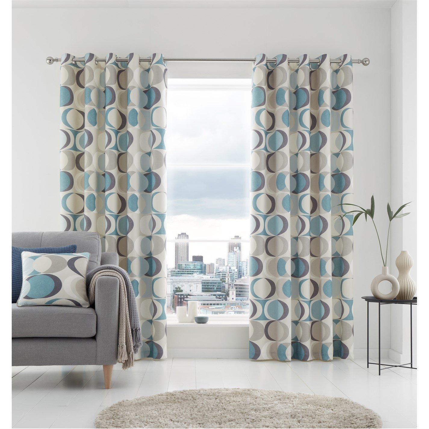 Fusion  Sander Pair Of Eyelet Curtains - Duck Egg - 168x229cm