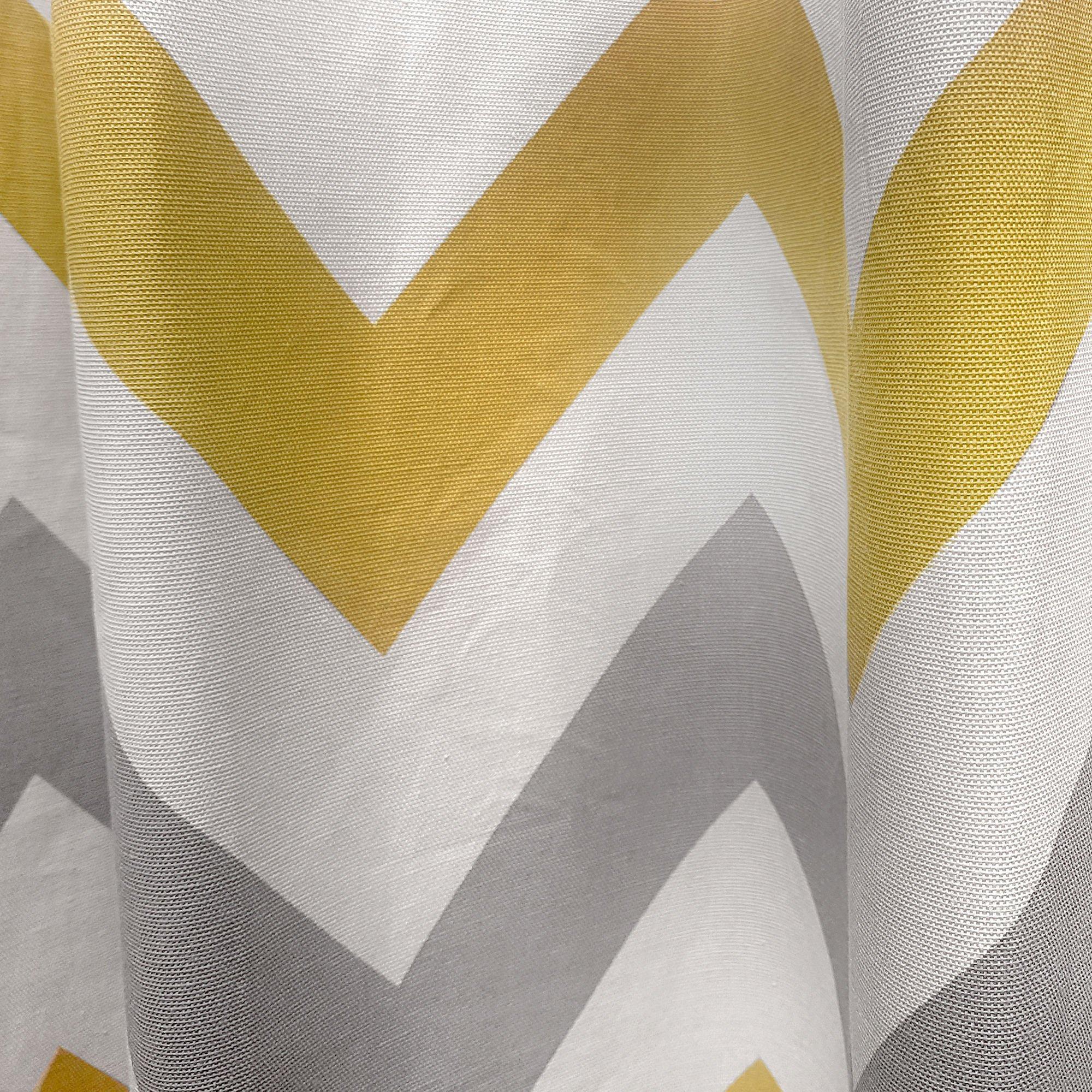Ochre - Fusion - Chevron 100% Cotton Pair of Eyelet Curtains - 2