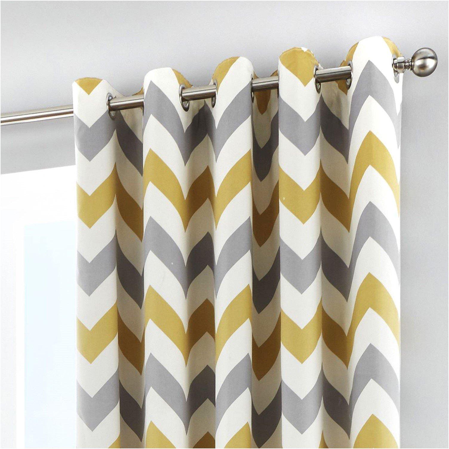Ochre - Fusion - Chevron 100% Cotton Pair of Eyelet Curtains - 3
