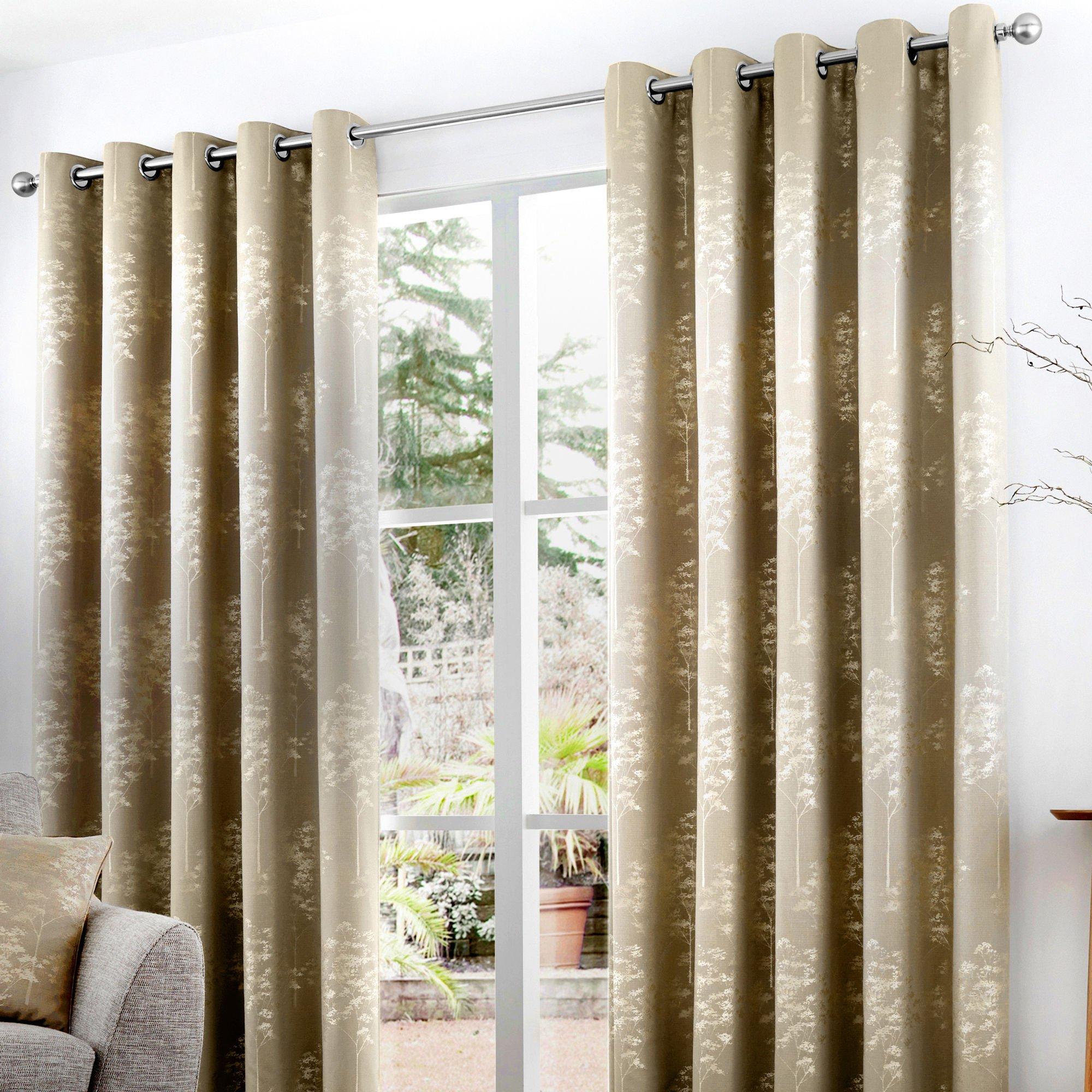 Stone - Curtina - Elmwood Pair of Eyelet Curtains - 1