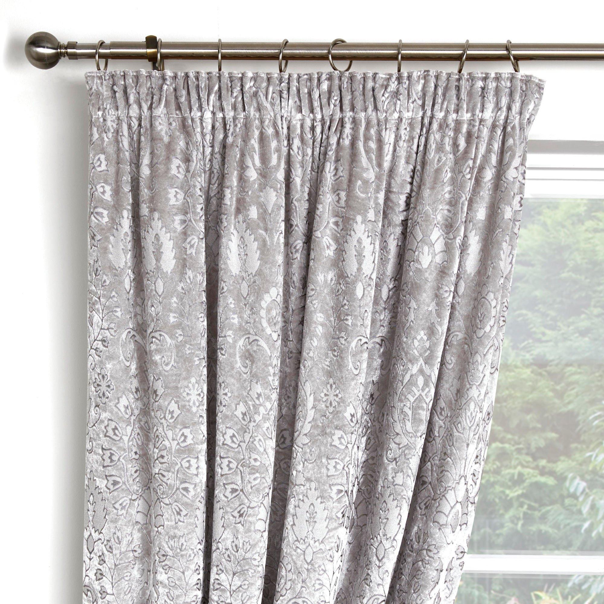 Silver - Curtina - Trinity Jacquard Pair of Pencil Pleat Curtains - 2