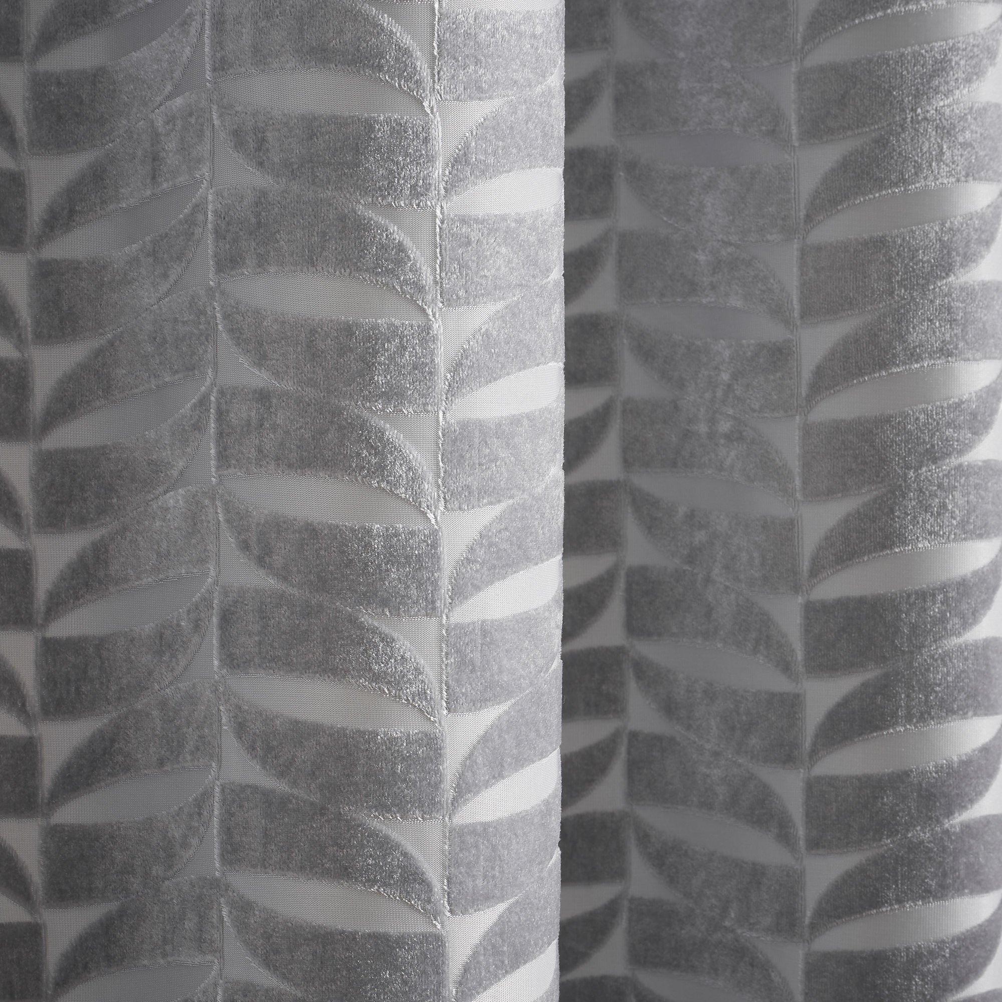 Silver - Curtina - Kendal Jacquard Pair of Eyelet Curtains - 3