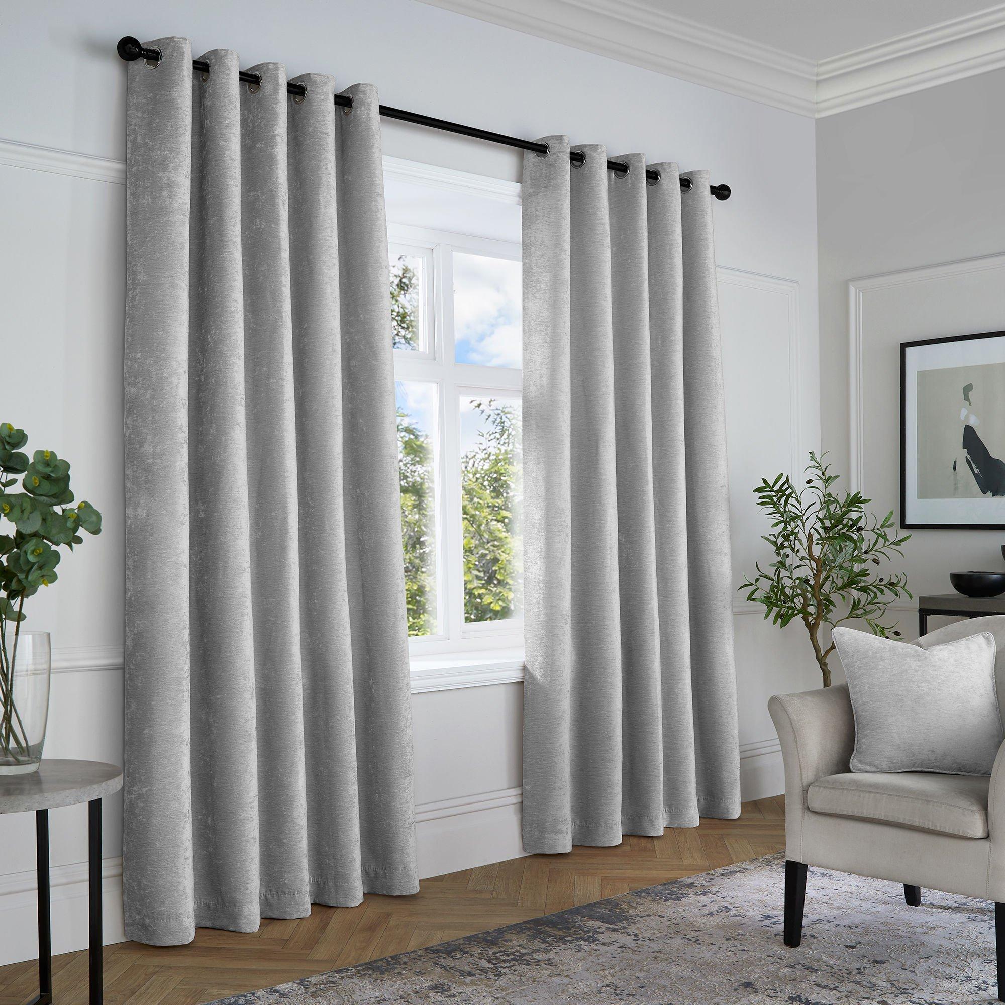 Textured Chenille Textured Pair of Eyelet Curtains
