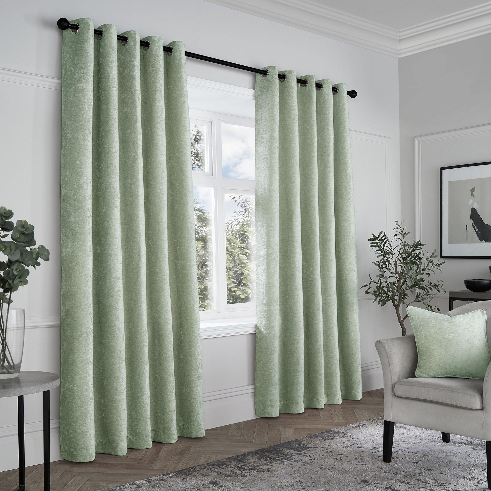 Curtina Textured Chenille Textured Pair of Eyelet Curtains