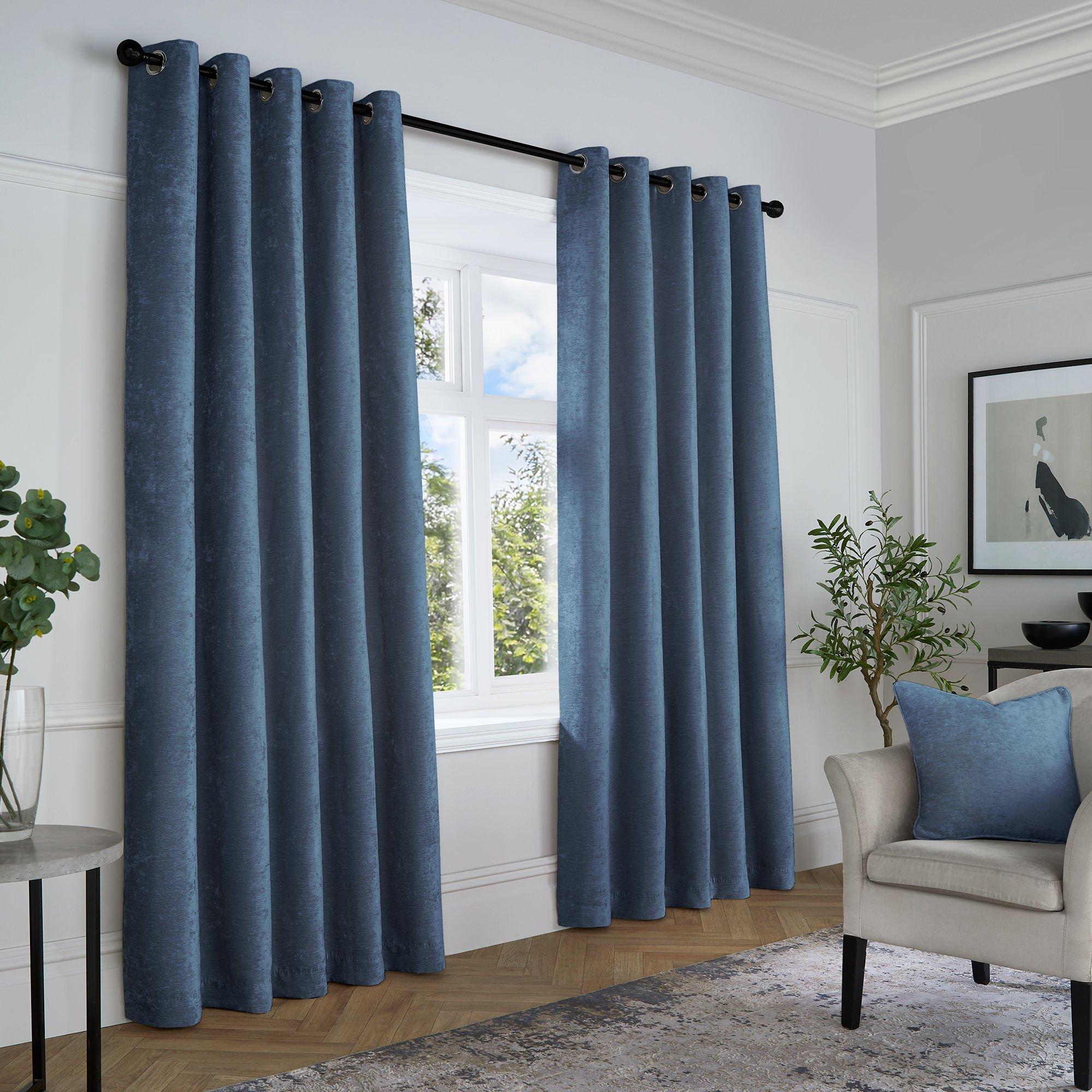 Curtina Textured Chenille Textured Pair of Eyelet Curtains