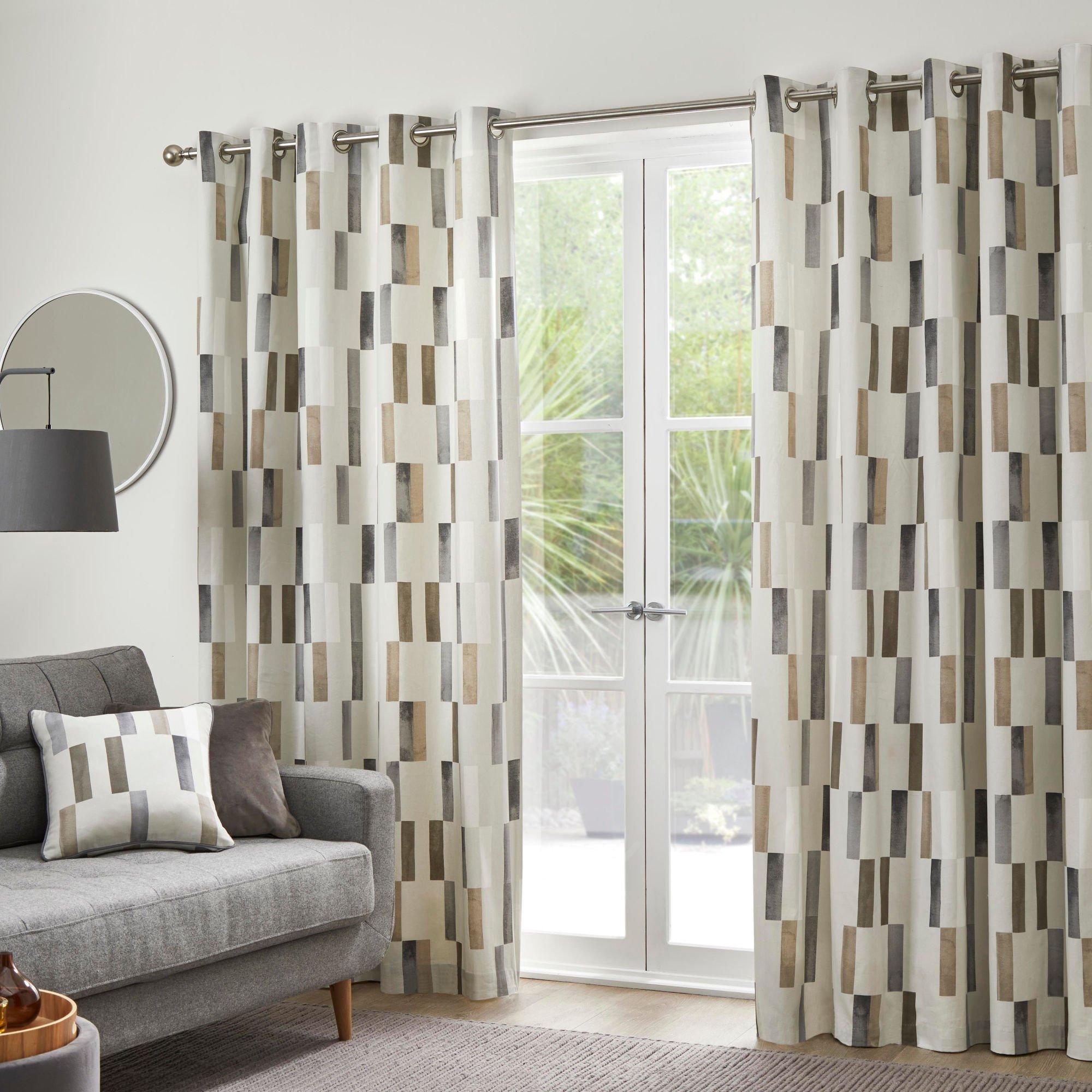 Fusion  Oakland Cotton Pair Of Eyelet Curtains - Natural - 168x229cm