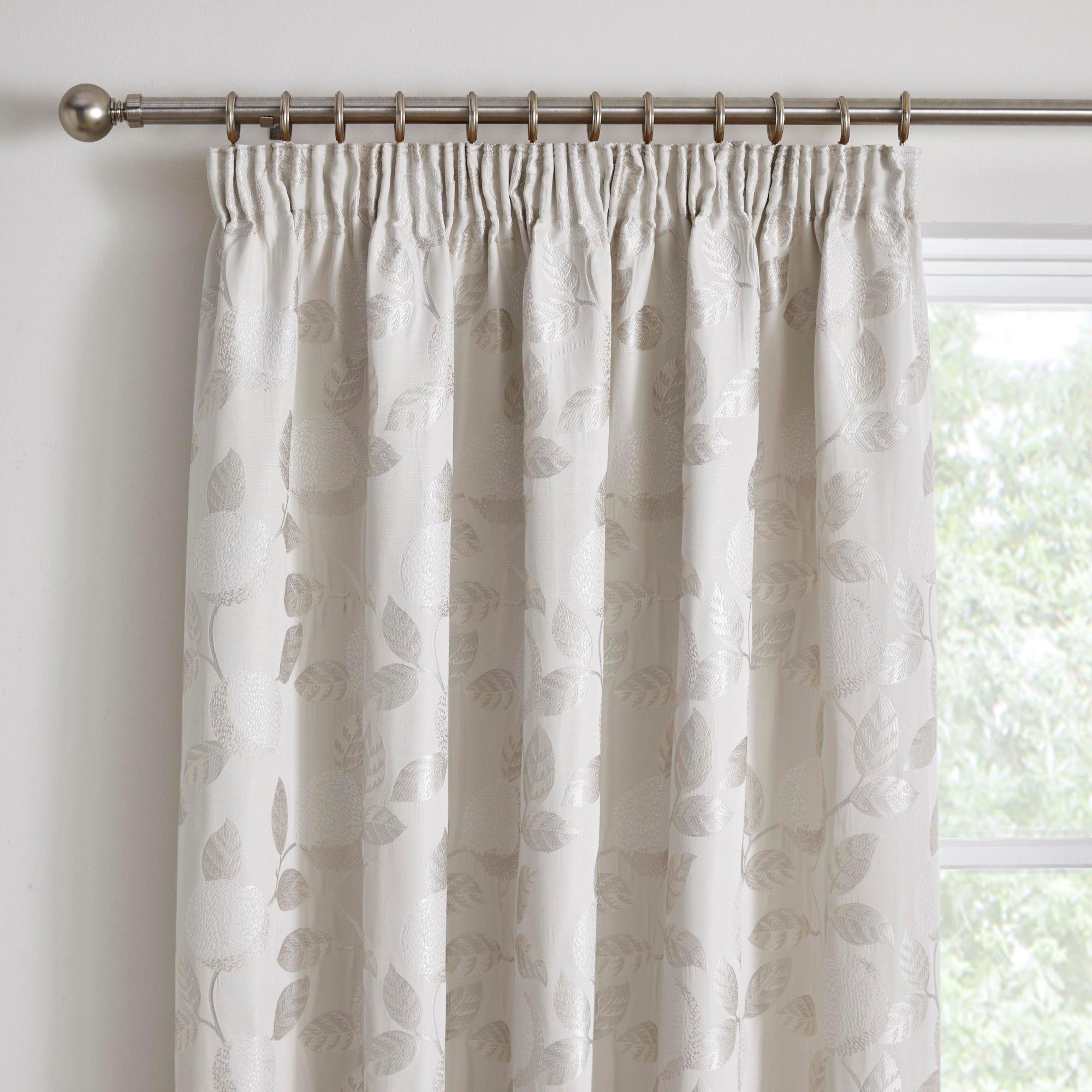 Natural - Curtina - Bramford Jacquard Pair of Pencil Pleat Curtains - 2