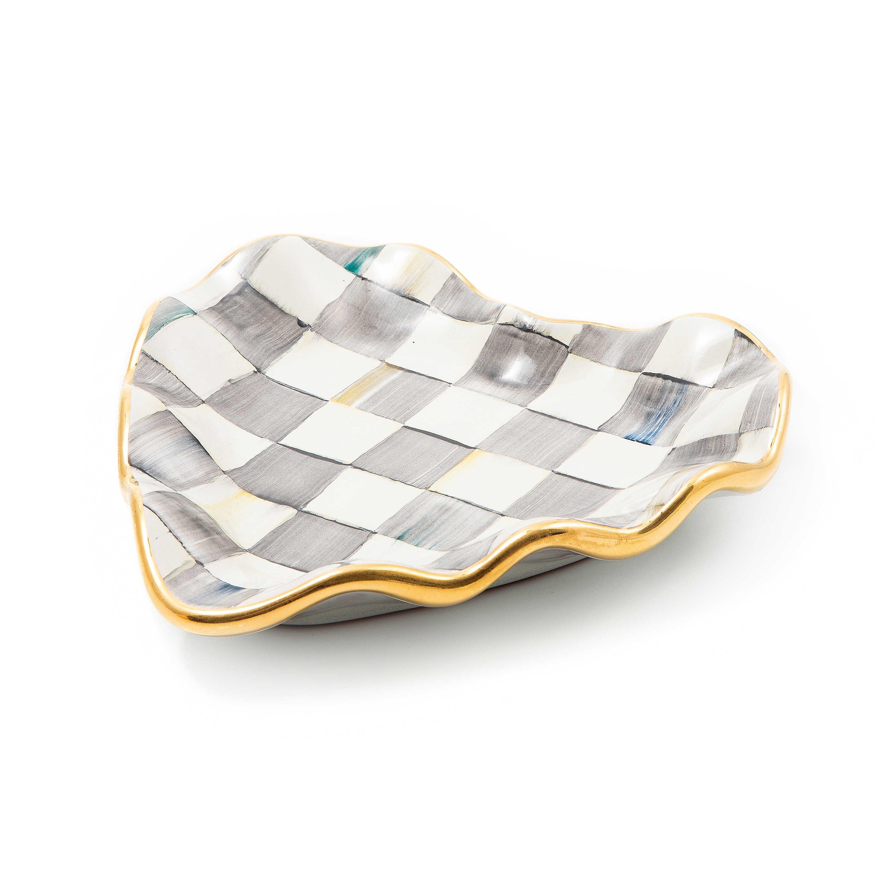 GREY CHECK - MacKenzie-Childs - Sterling Check Heart Plate - 2