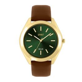 Spirit Gents Solar Brown Strap Green Dial Watch