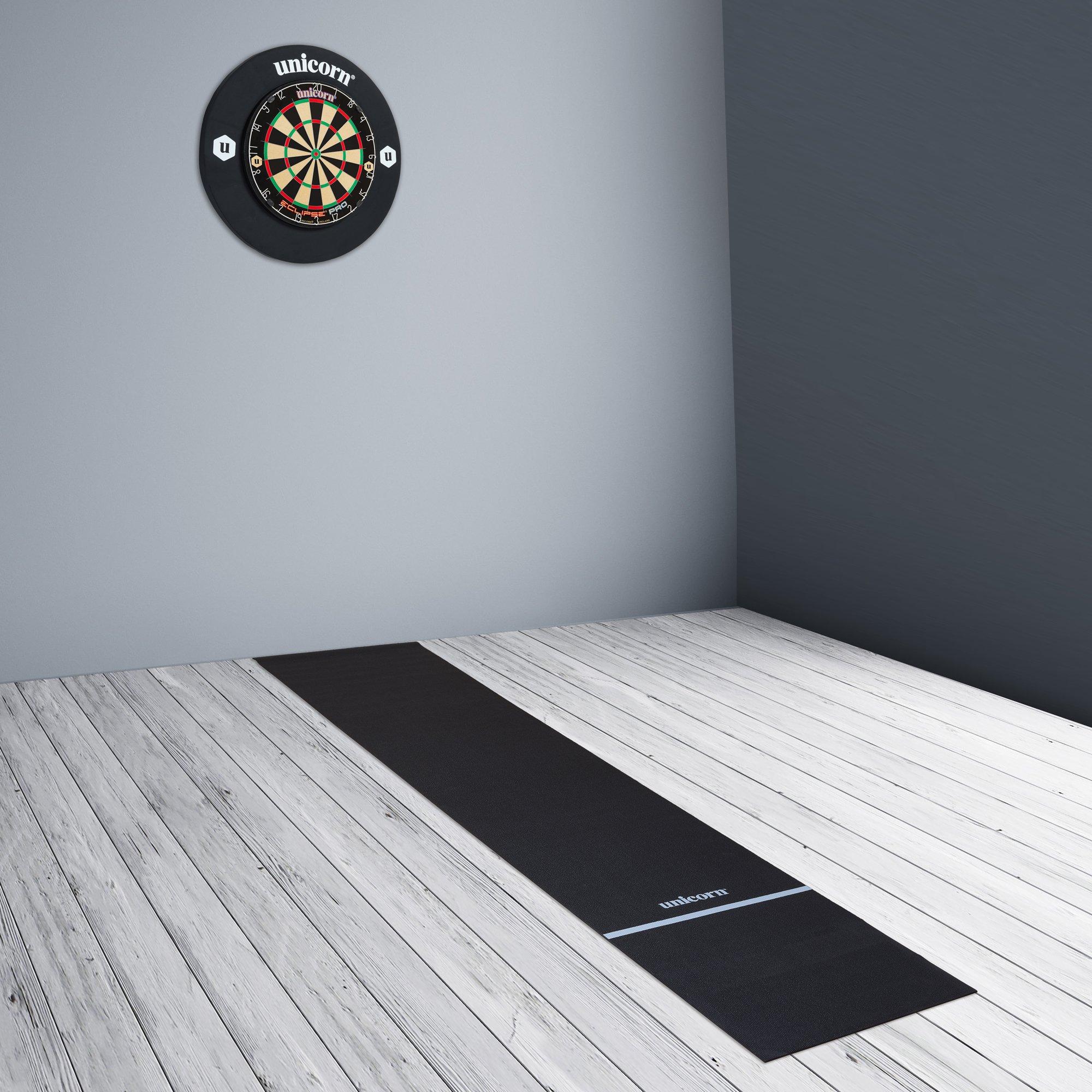 Unicorn Darts Non-Slip Black Darts Mat with White Oche Line