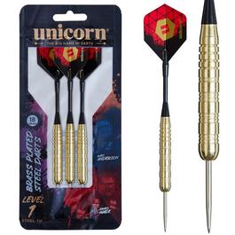 Unicorn Darts Steel Tip Darts Set | Level 1 | Brass Plated Steel Barrels | Knurled Grip