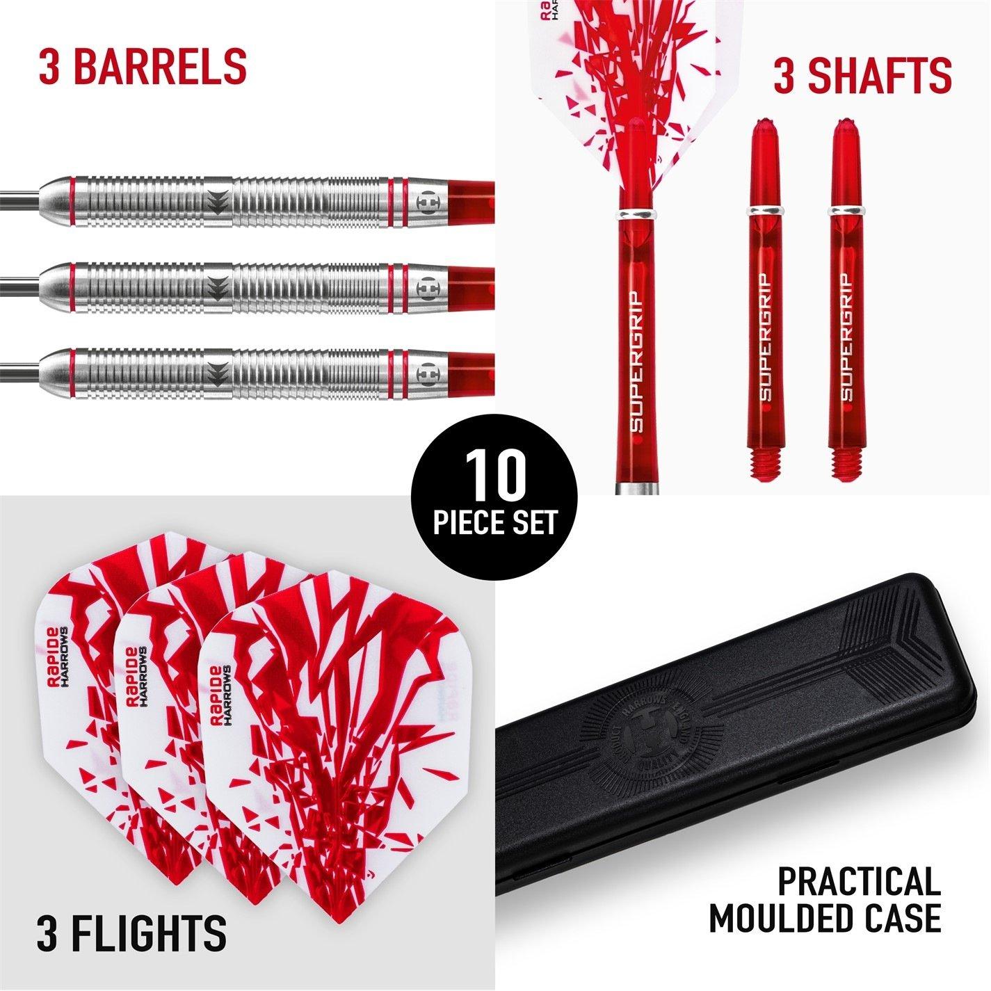 Argent/Rouge - Harrows Darts - Rapide Tungsten Darts - 5