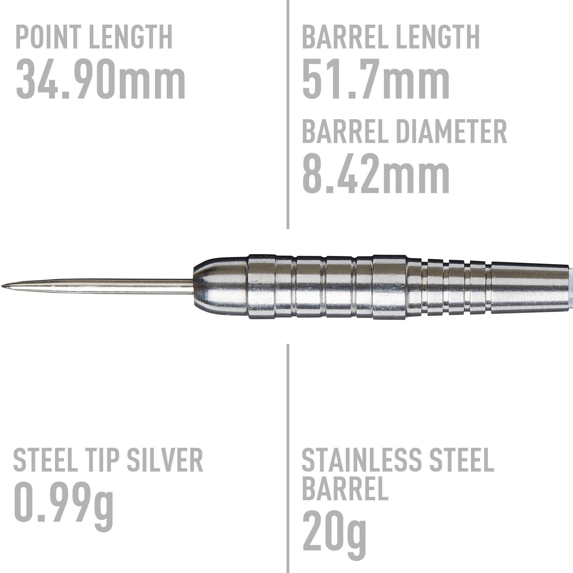 - - Unicorn Darts - Steel Tip Darts Set  Level 3  Ross Smudger Smith  Natural Stainless Steel Barrels - 7