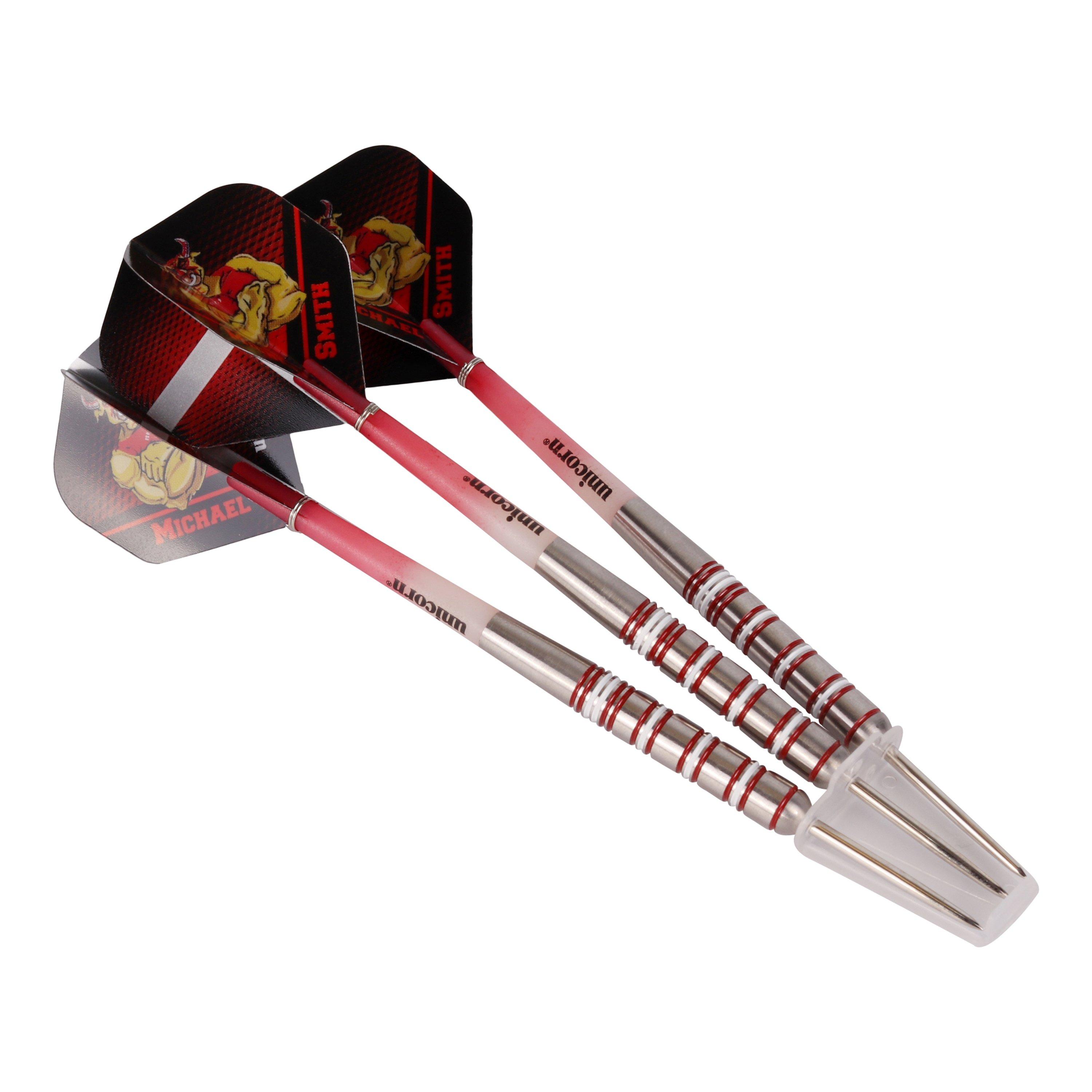 - - Unicorn Darts - Steel Tip Darts Set | Level 4 | James 'The Machine' Wade | Tungsten Barrels with Black and Red Rings - 3